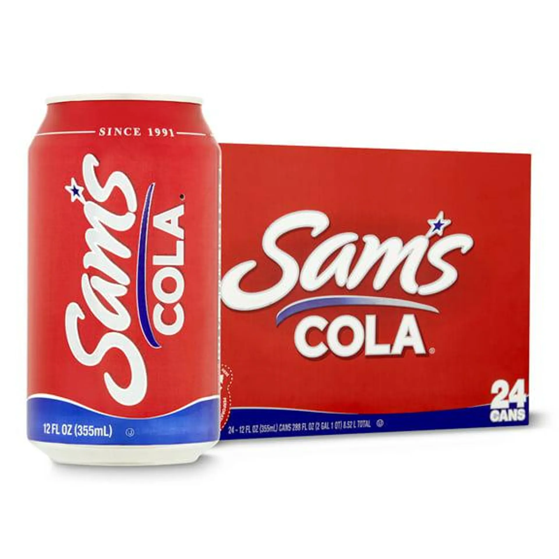 Sam's Cola Soda Pop, 12 fl oz, 24 Pack Cans