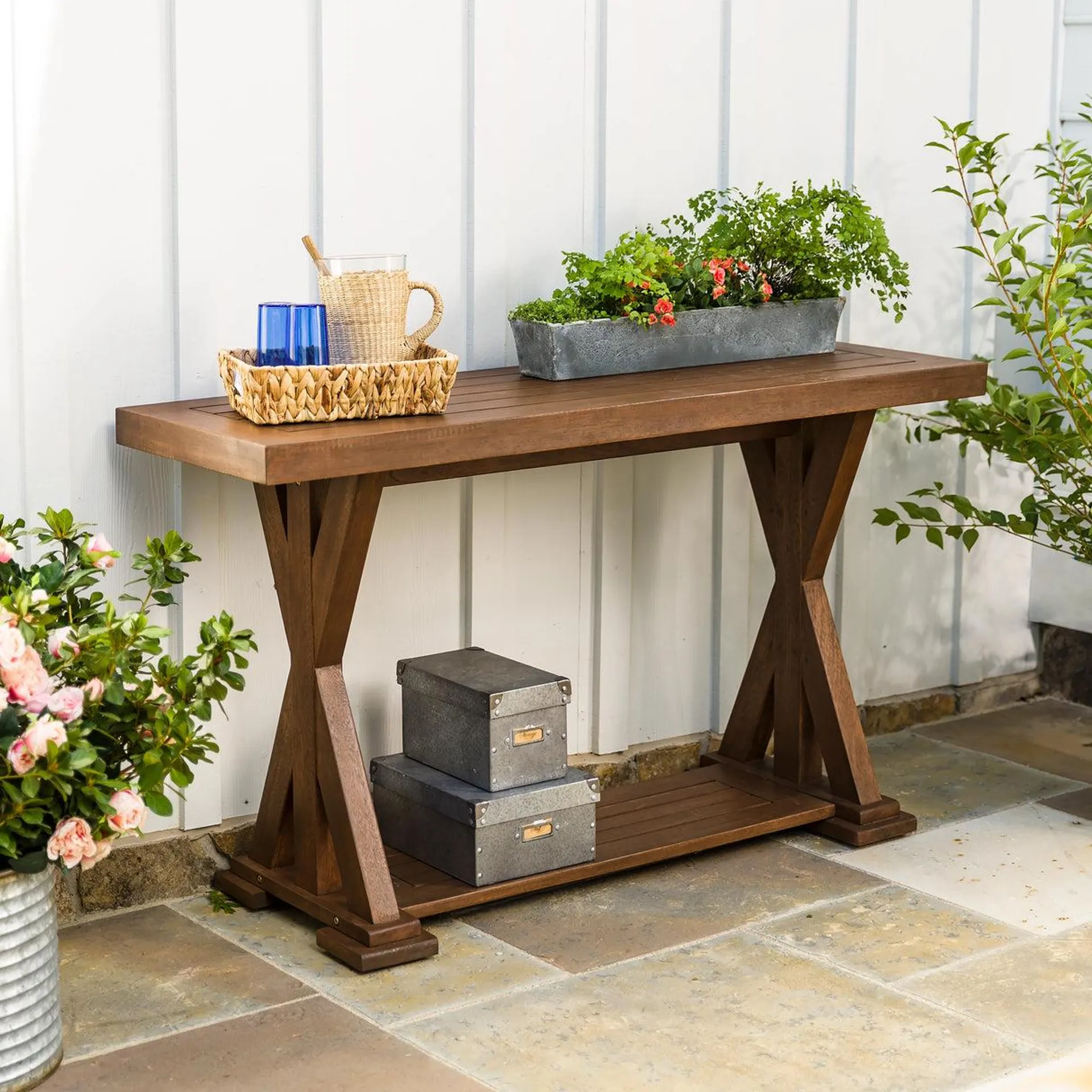 Claremont Outdoor Eucalyptus Console Table