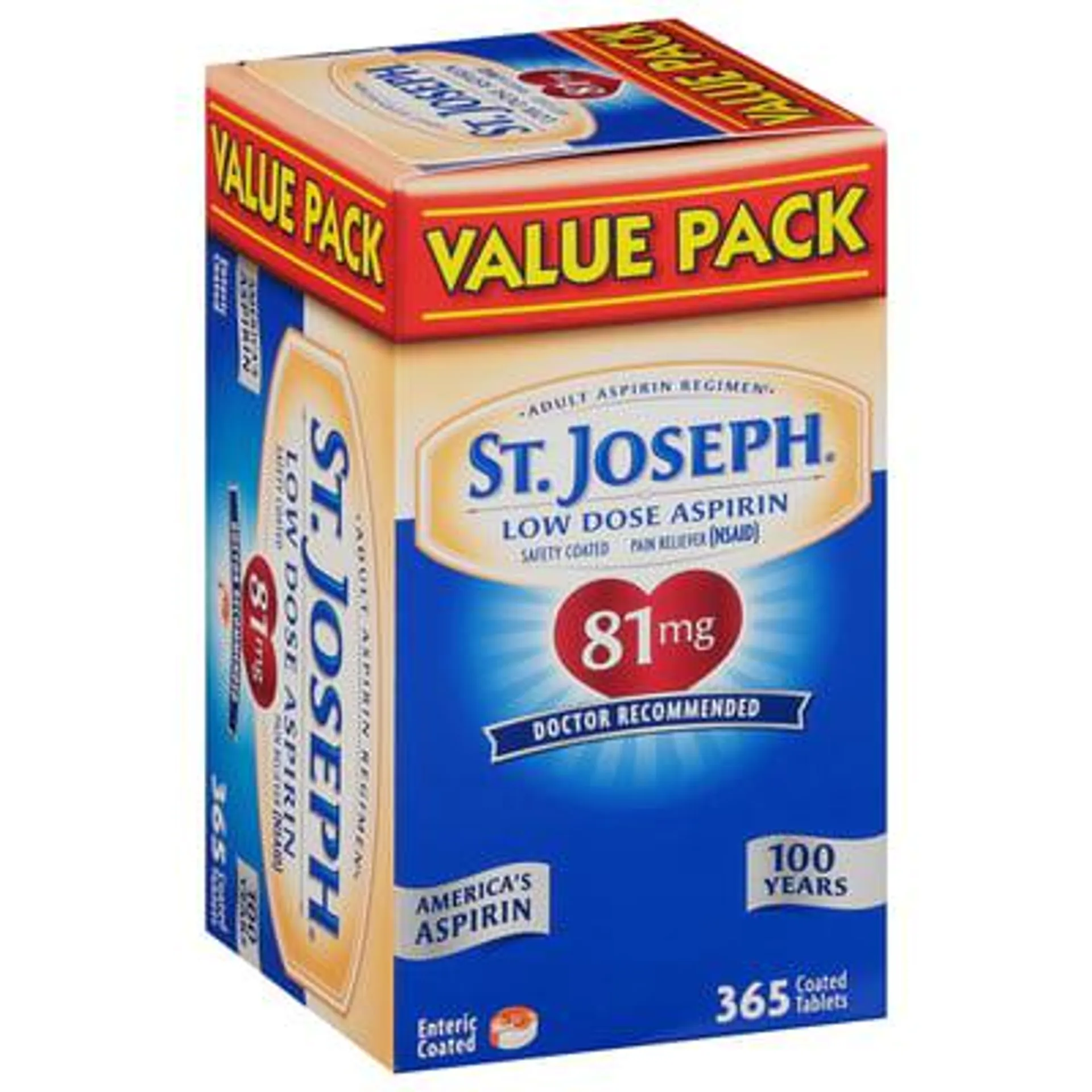 St. Joseph, Aspirin, Low Dose, Coated, 81 mg, Tablets, Value Pack