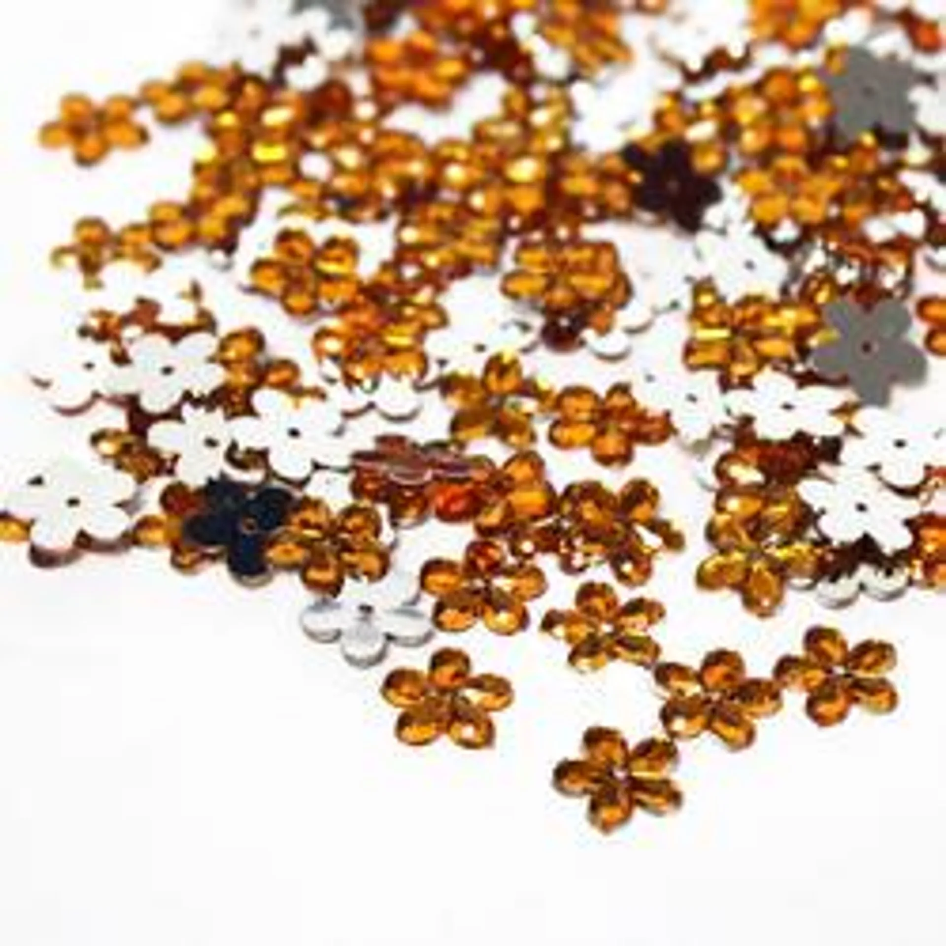 Gold Flat Back Flower Rhinestones (Package of 160 pieces)