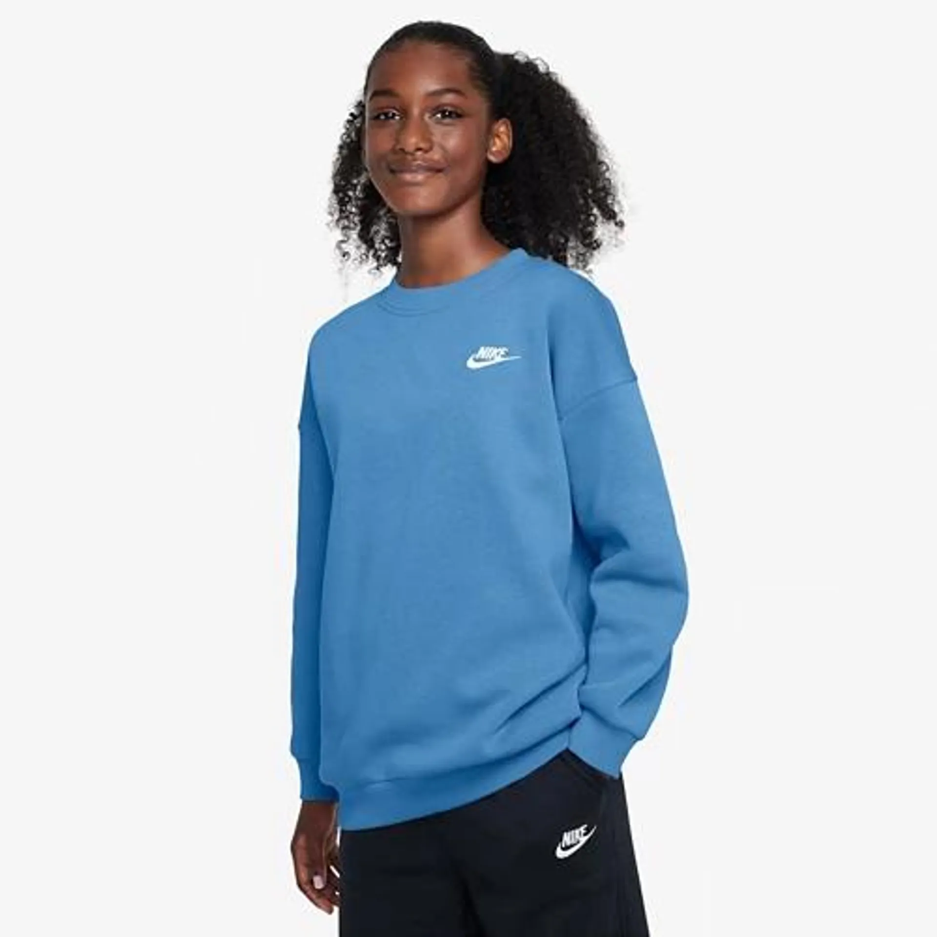 Kids' Nike Sportswear Club Fleece Oversized Crew Neck Sweatshirt