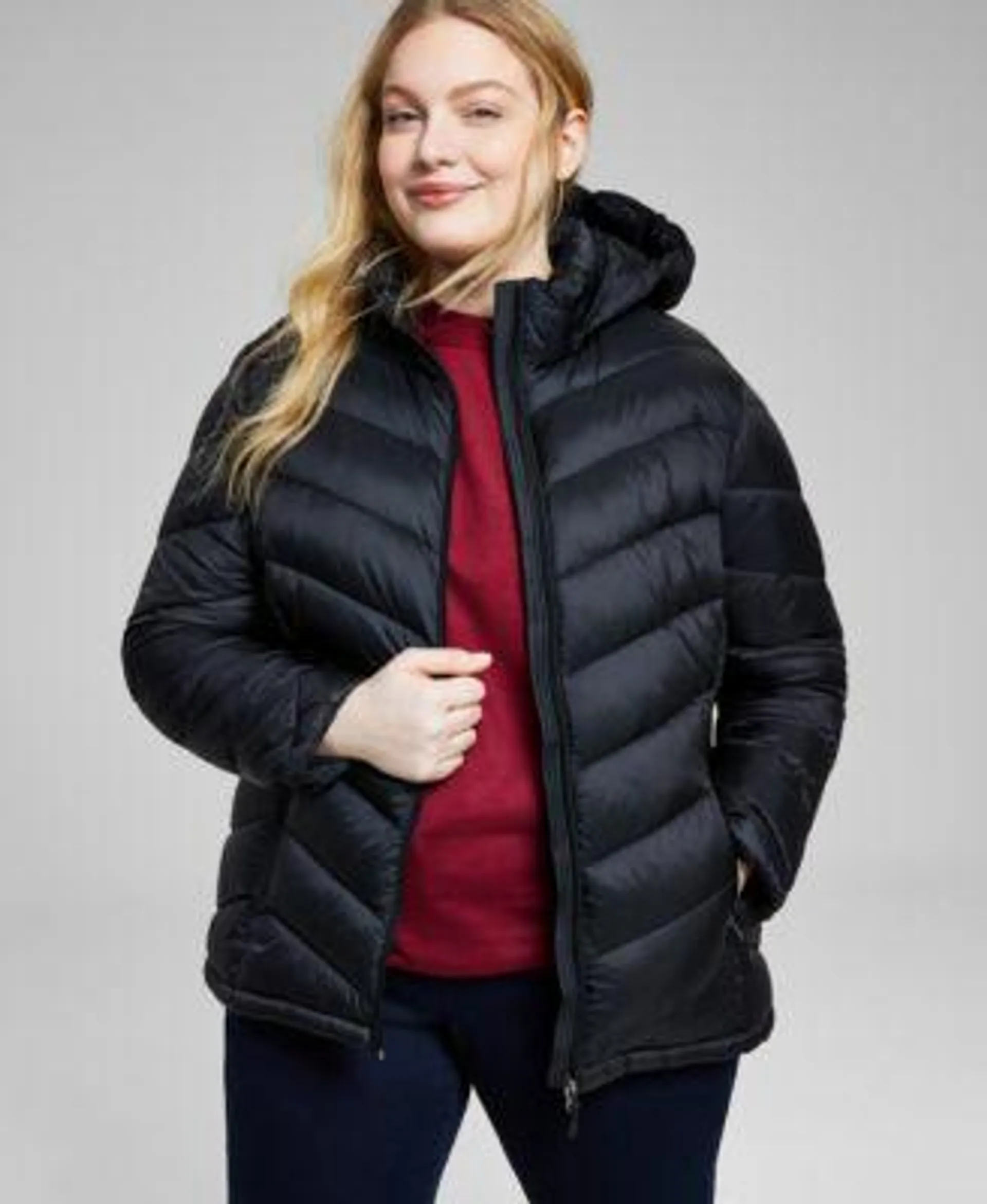 Plus Size Packable Hooded Puffer Coat, Created for Macy's