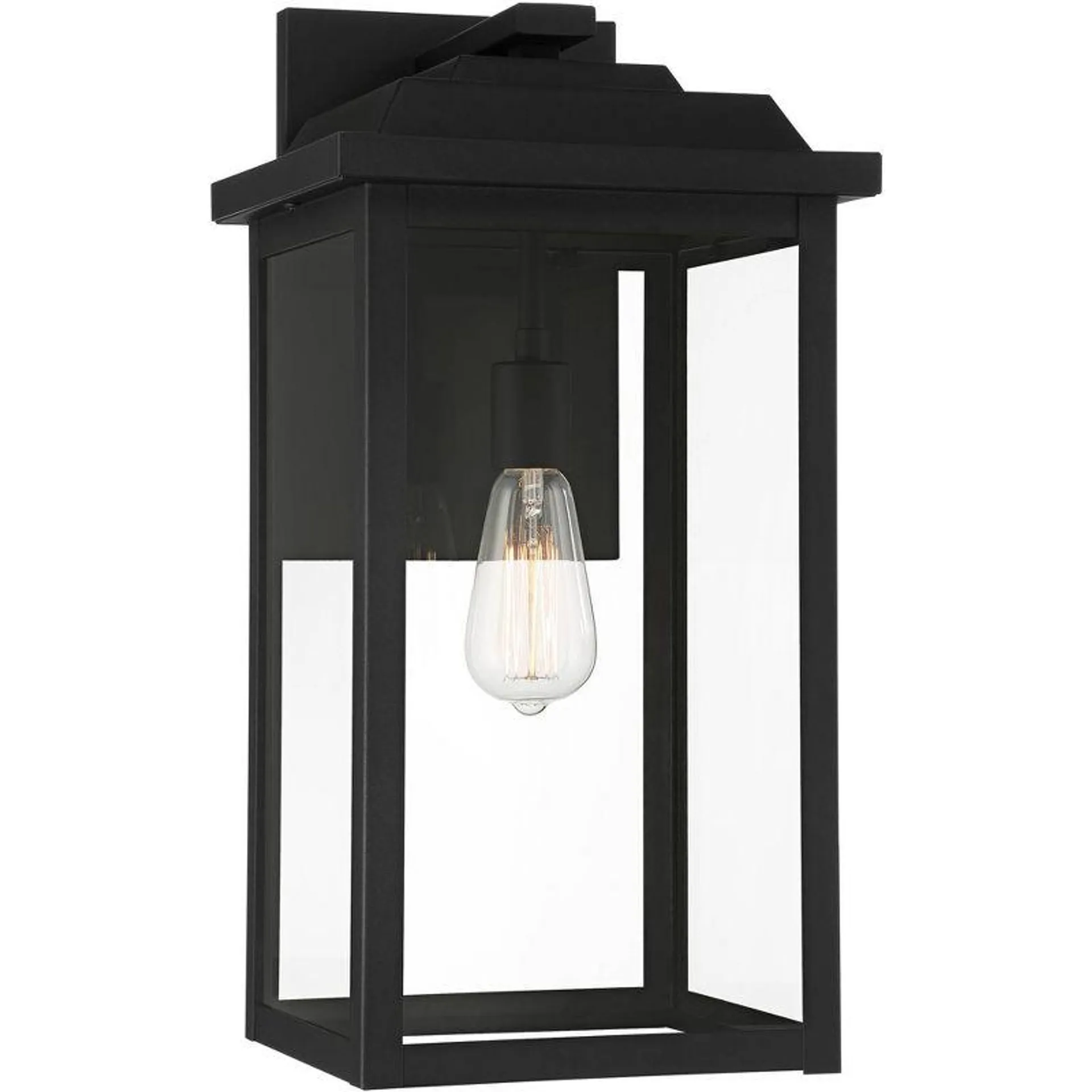 John Timberland Modern Outdoor Wall Light Fixture Textured Black 20 1/2" Clear Glass Panels for Exterior Barn Deck House Porch Yard Patio Outside Roof