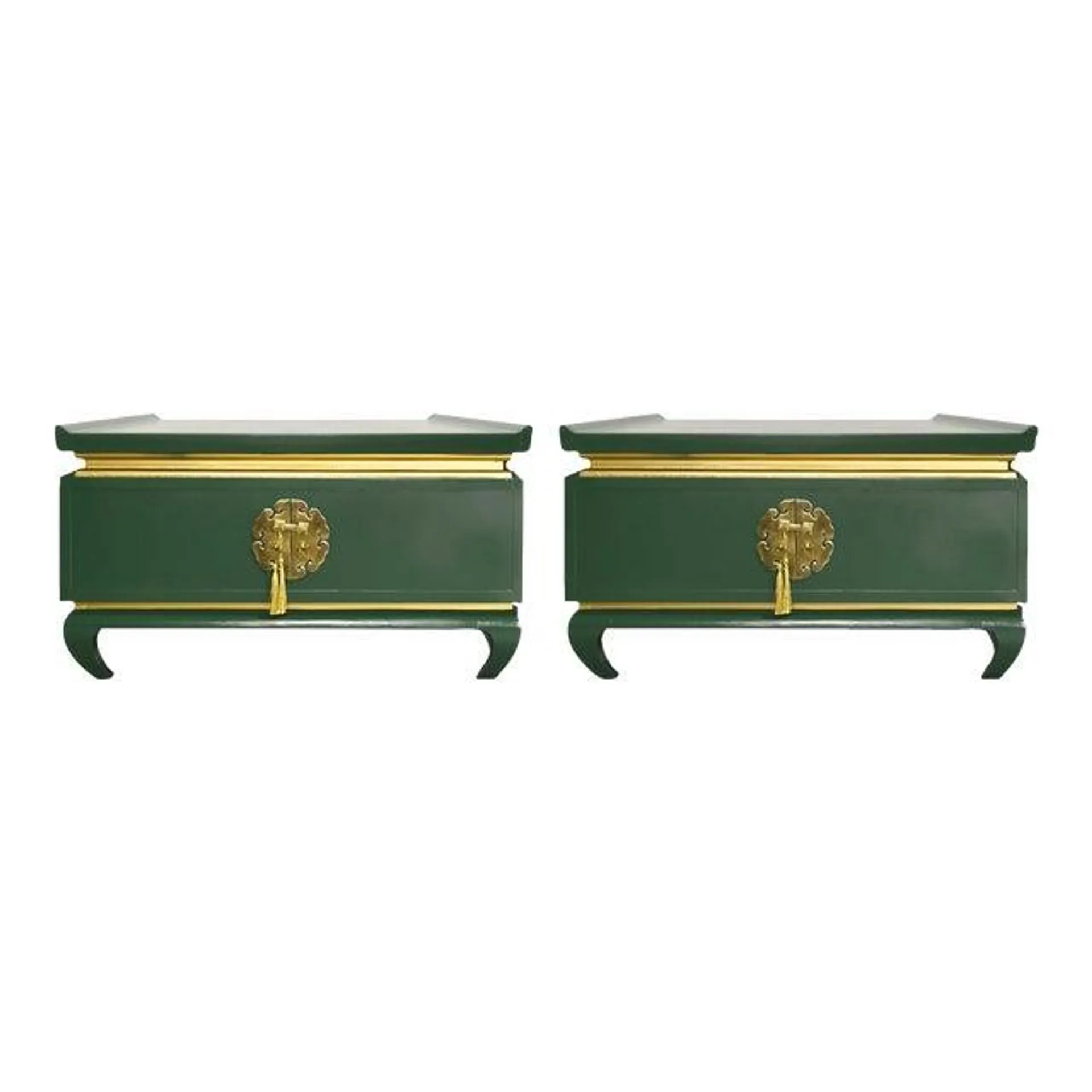 Vintage Chin Hua Ming Tables in Green and Gold - Newly Painted