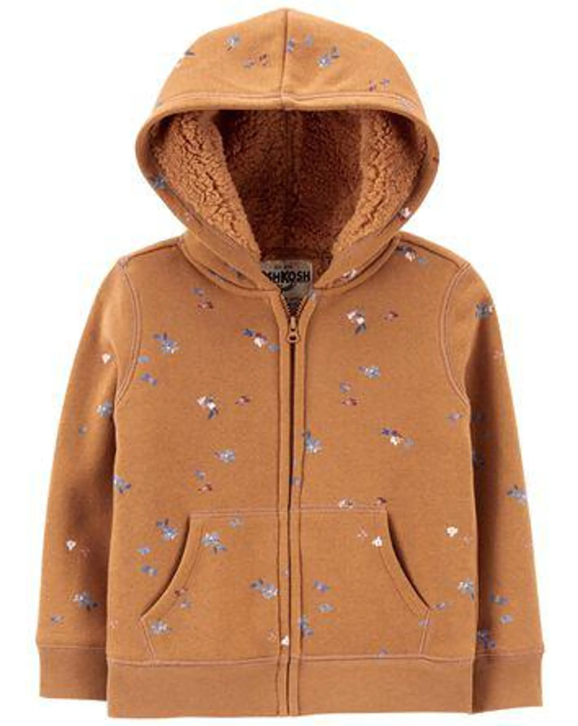 Baby Floral Print Sherpa Lined Hooded Jacket