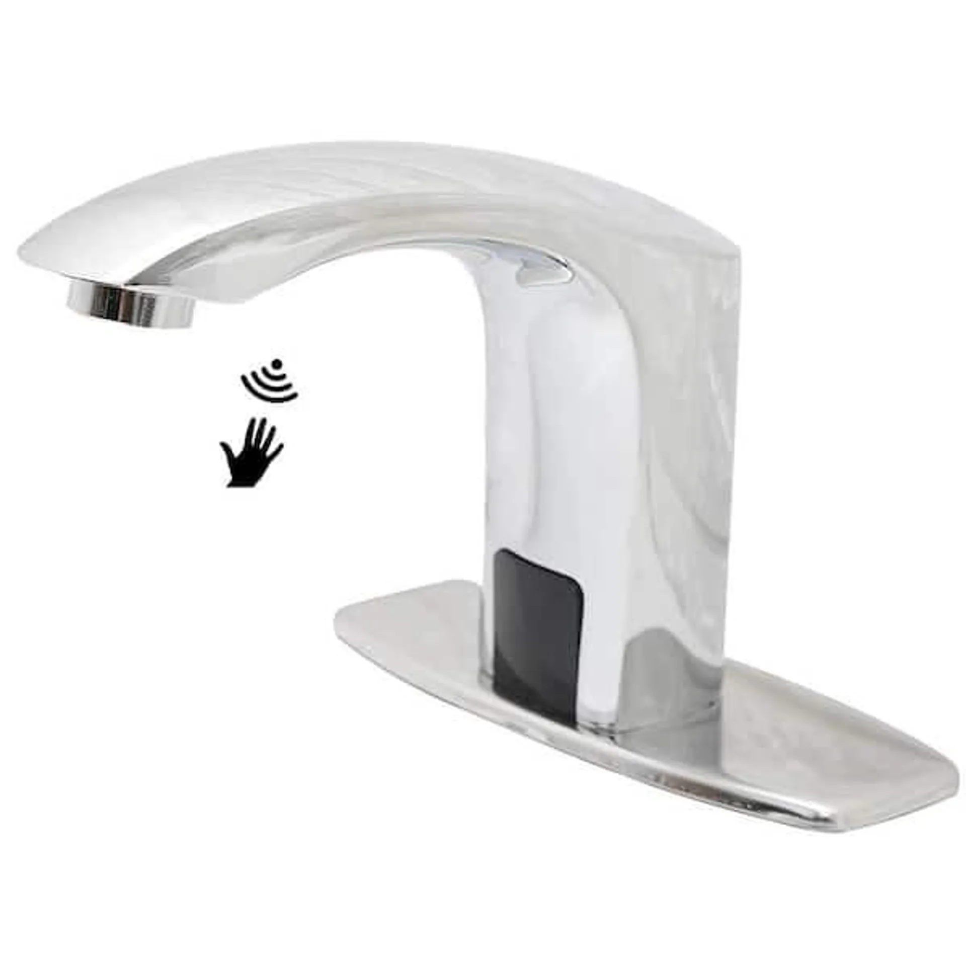 Automatic Sensor Touchless Bathroom Sink Faucet With Deck Plate In Polished Chrome