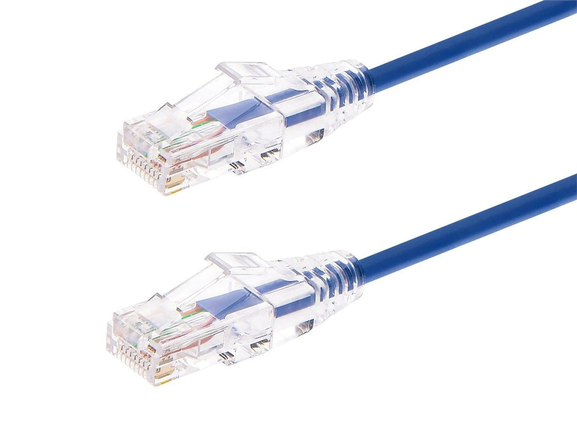 Monoprice Cat6 Component Level Ethernet Cable - Pure Bare Copper, UTP, 28AWG, 550MHz, Snagless RJ45, 1ft, Blue - SlimRun Series Patch Cable