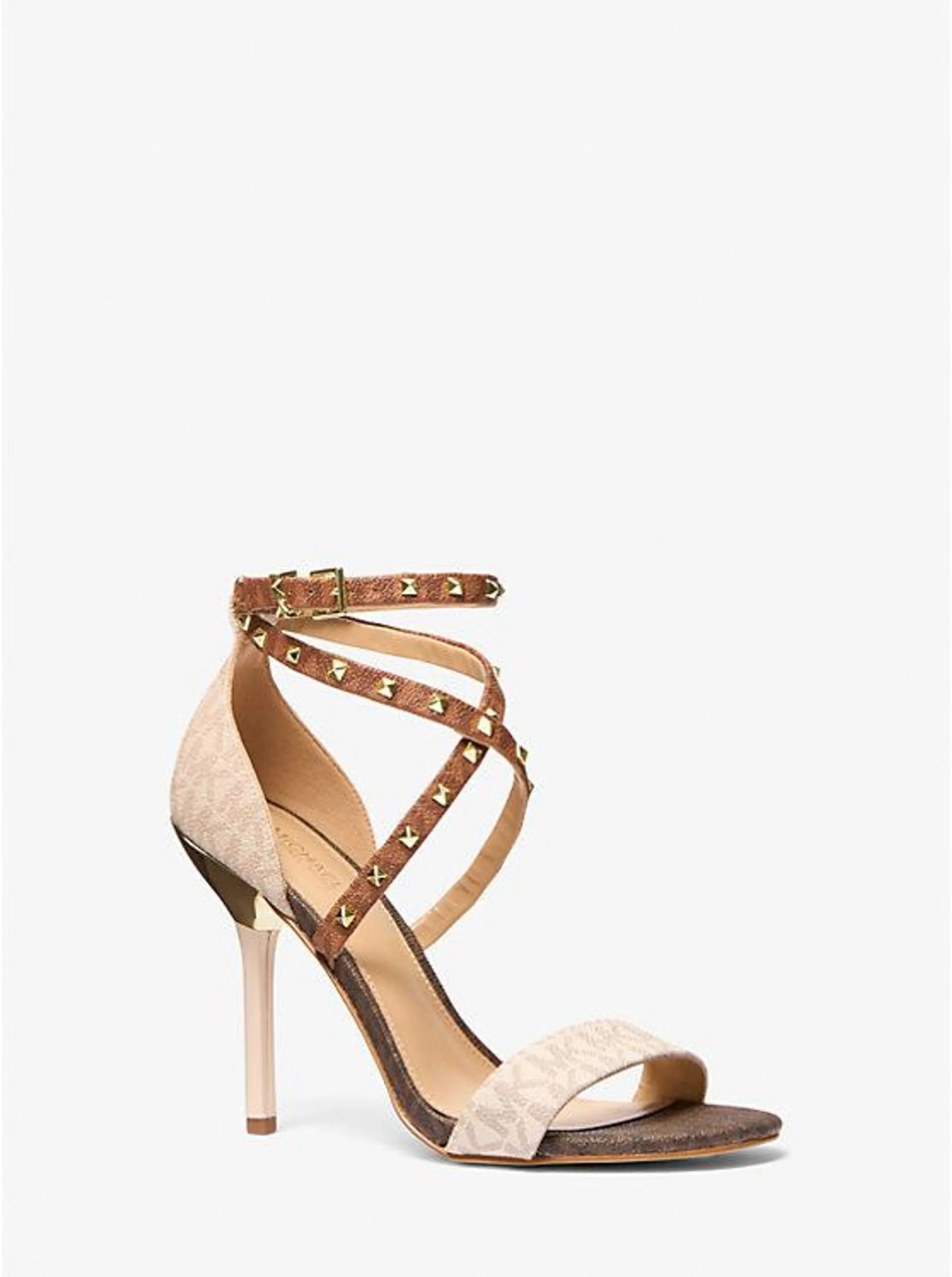 Astrid Studded Color-Block Signature Logo Sandal