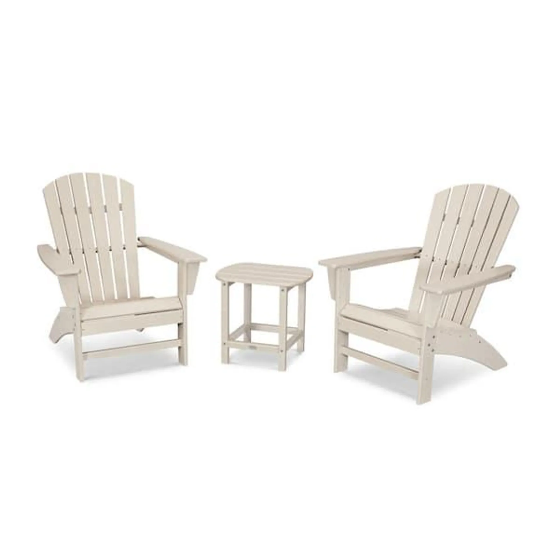 Grant Park Sand 3-Piece Plastic Traditional Curveback Adirondack Patio Conversation Set