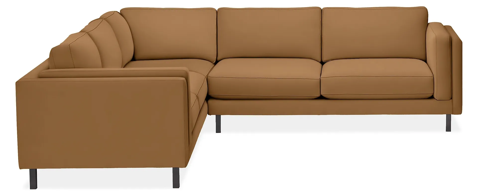 Cade 112x112" Three-Piece Sectional in Banks Camel with Natural Steel Legs