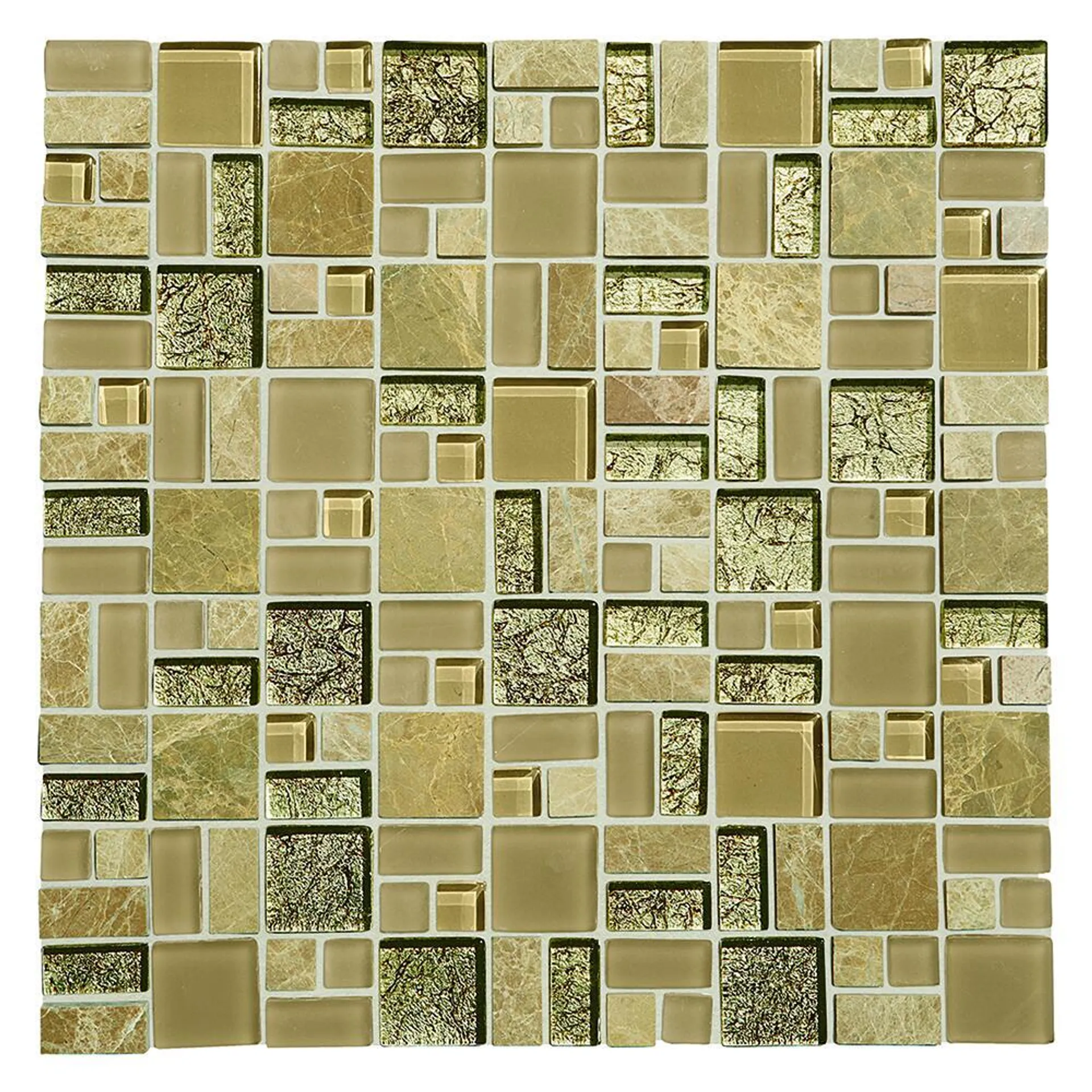 Mohawk® Phase Honey Wheat Random Block 12 x 12 Stone and Glass Mosaic Tile