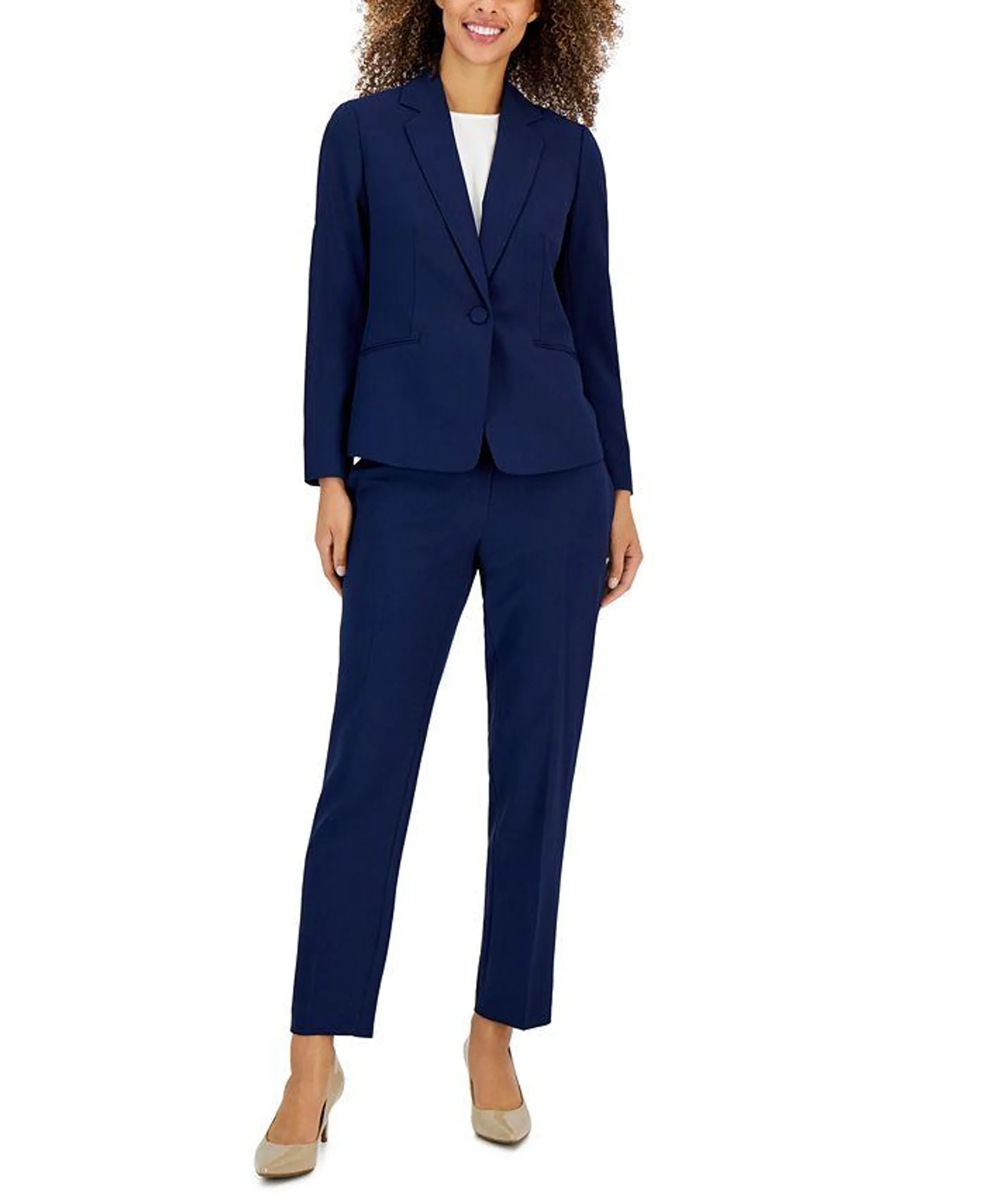 Women's Crepe One-Button Pantsuit, Regular & Petite Sizes