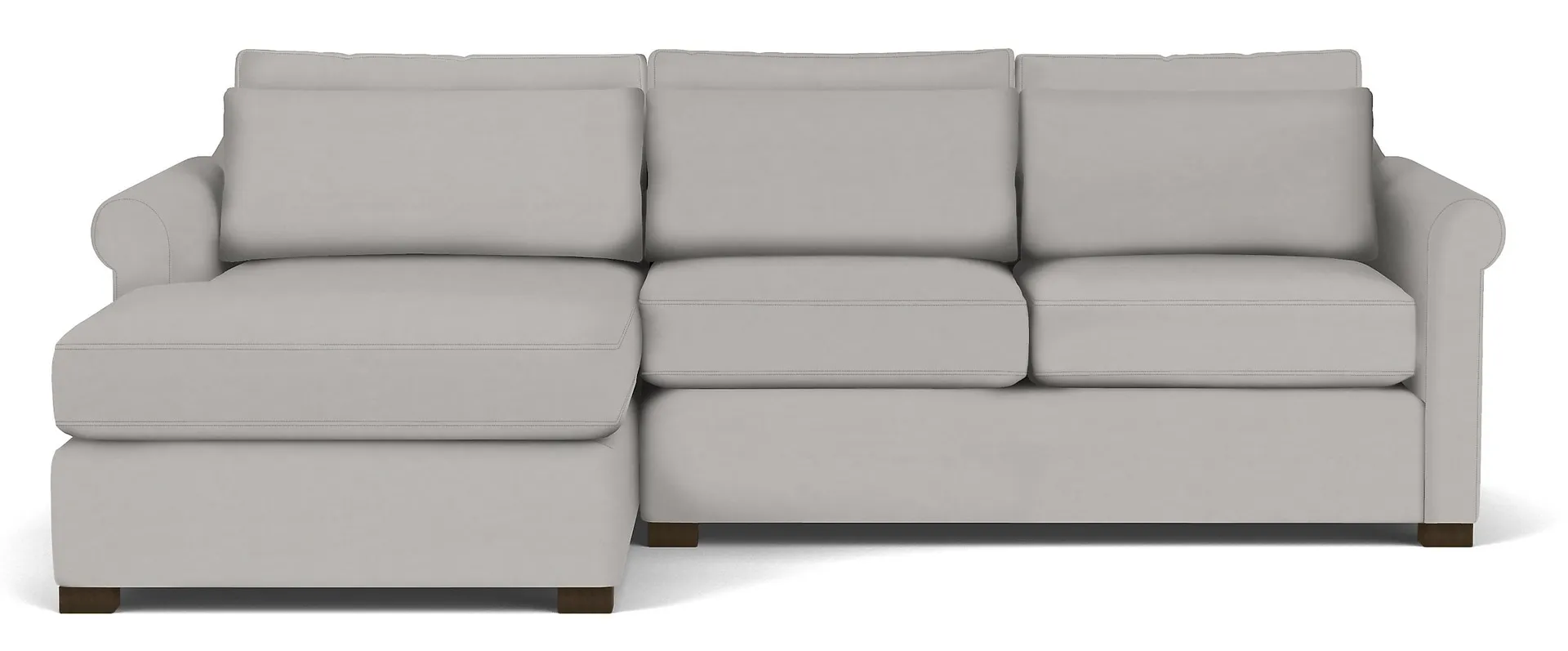 Tegan 100" Sofa with Left-Arm Chaise in View Grey with Charcoal Legs