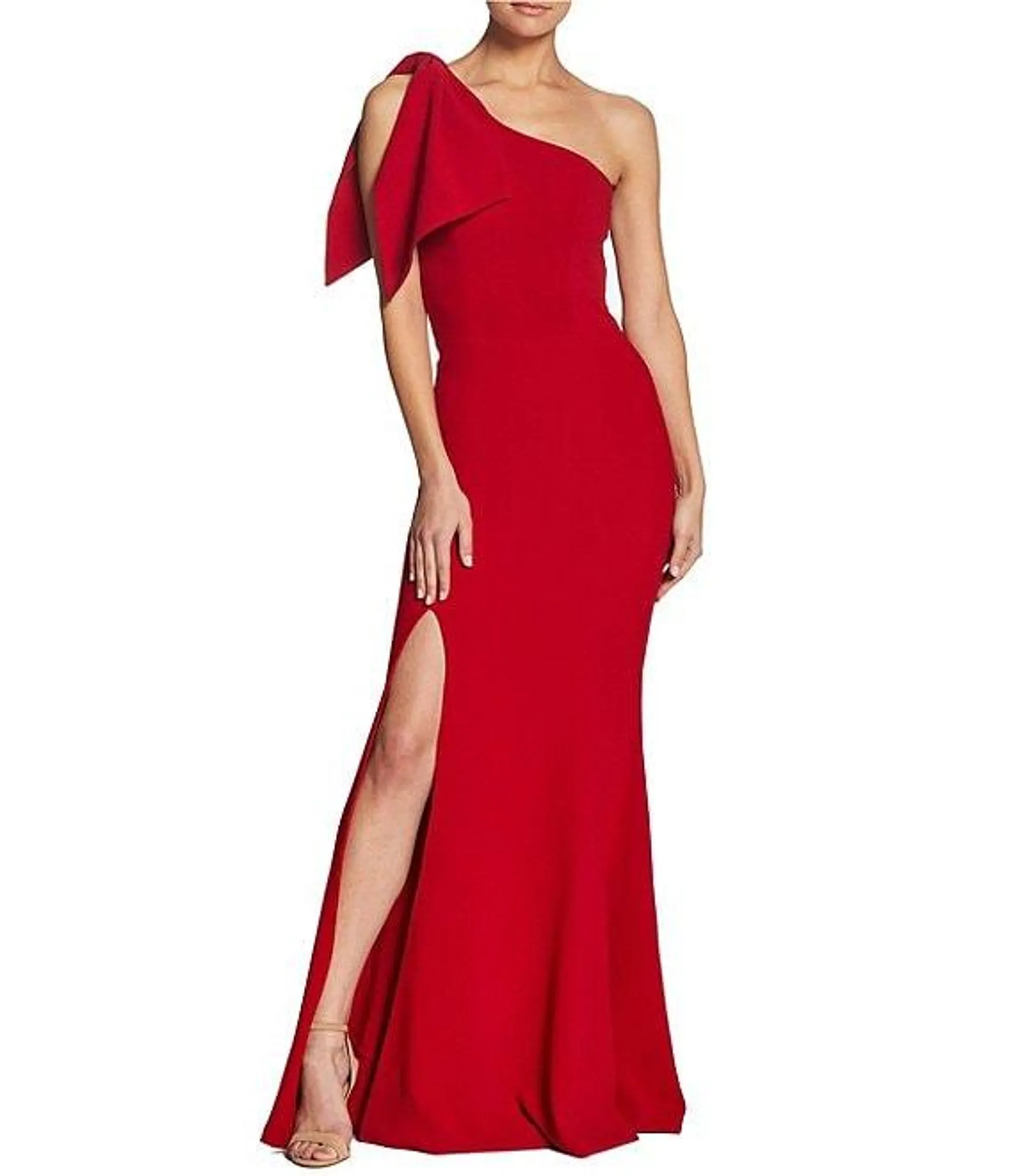 Georgina Asymmetrical Neck Sleeveless Bow Shoulder Maxi Dress