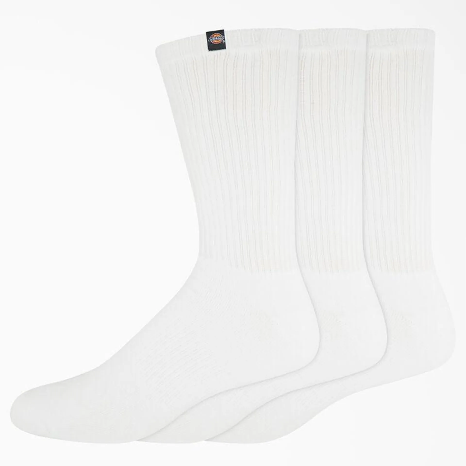 Dickies Label Crew Socks, Size 6-12, 3-Pack, White