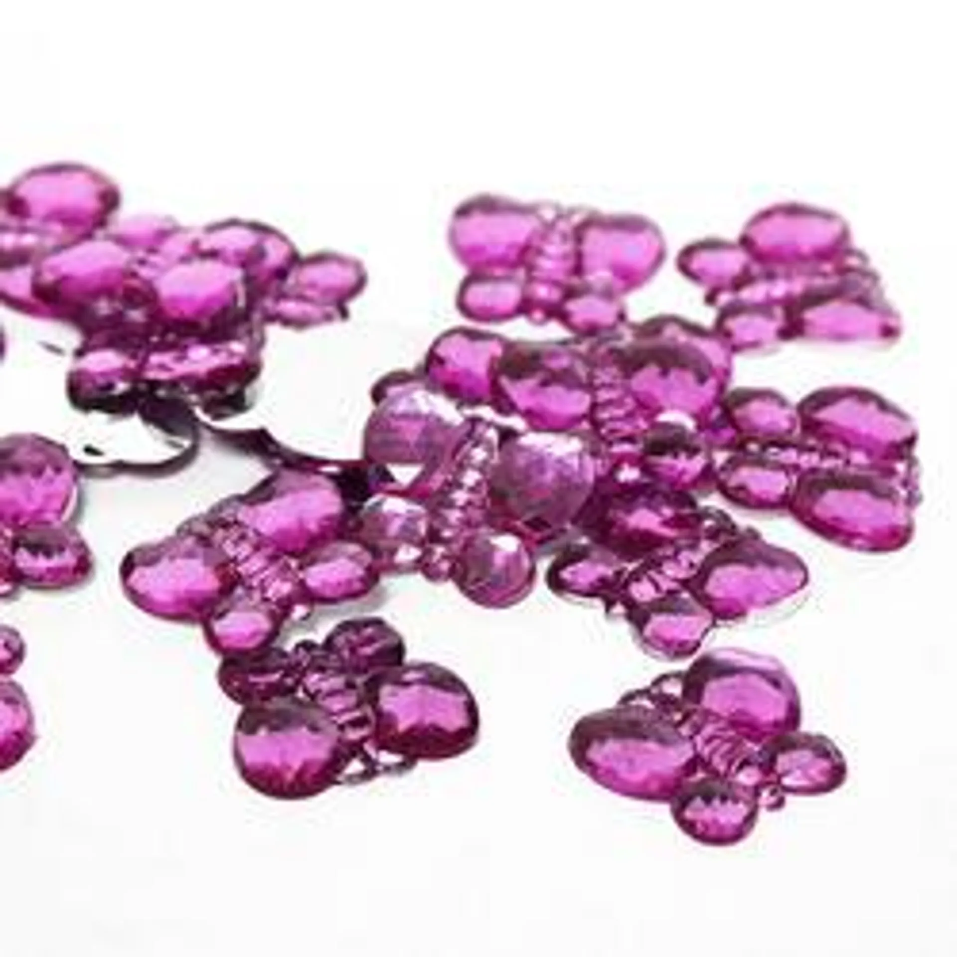 Fuschsia Flat Back Butterfly Rhinestones (Package of 30 pieces)