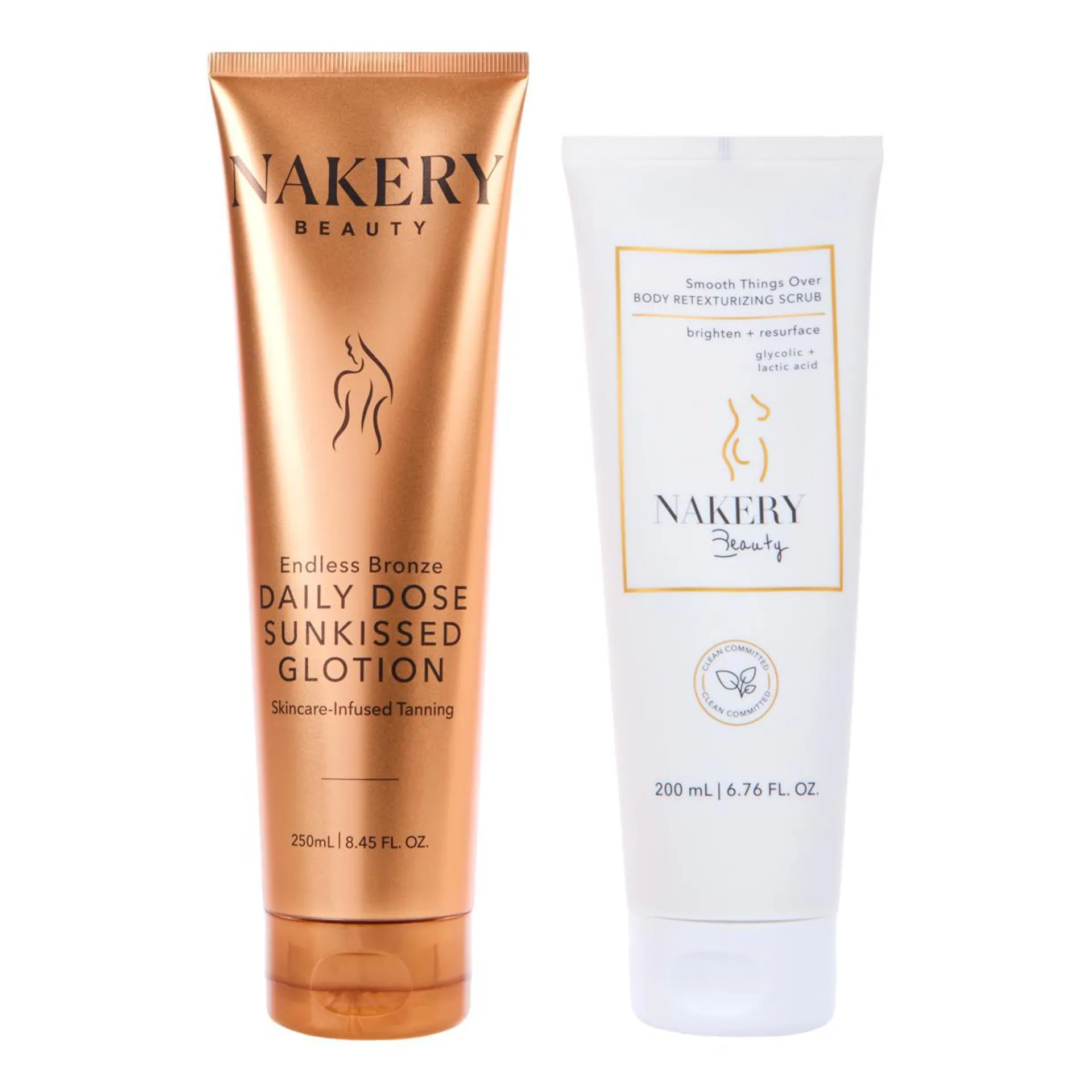 Nakery Beauty Tanning GLOtion & Exfoliating Scrub 2-piece Set