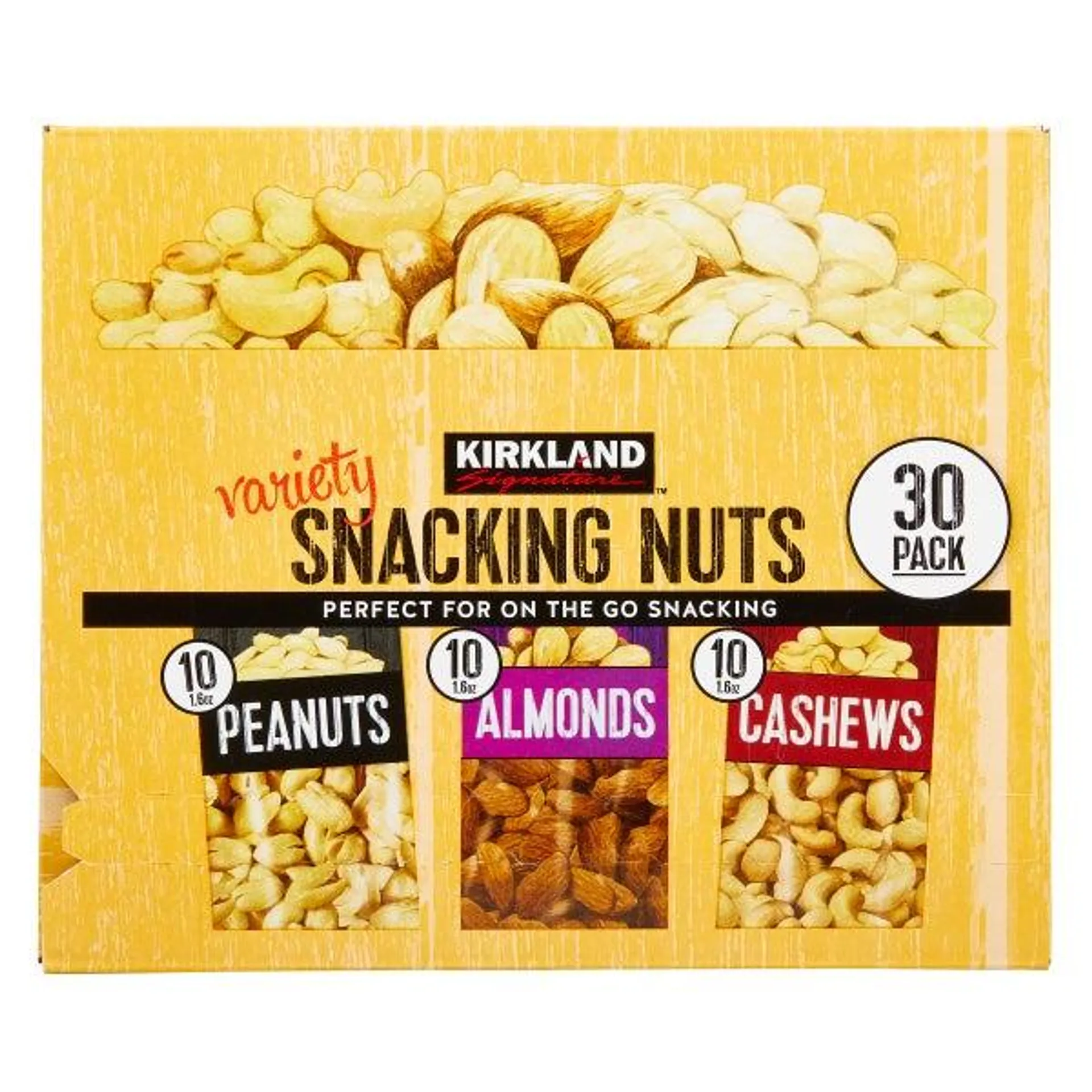 Kirkland Signature Snacking Nuts, Variety Pack, 1.6 oz, 30-count