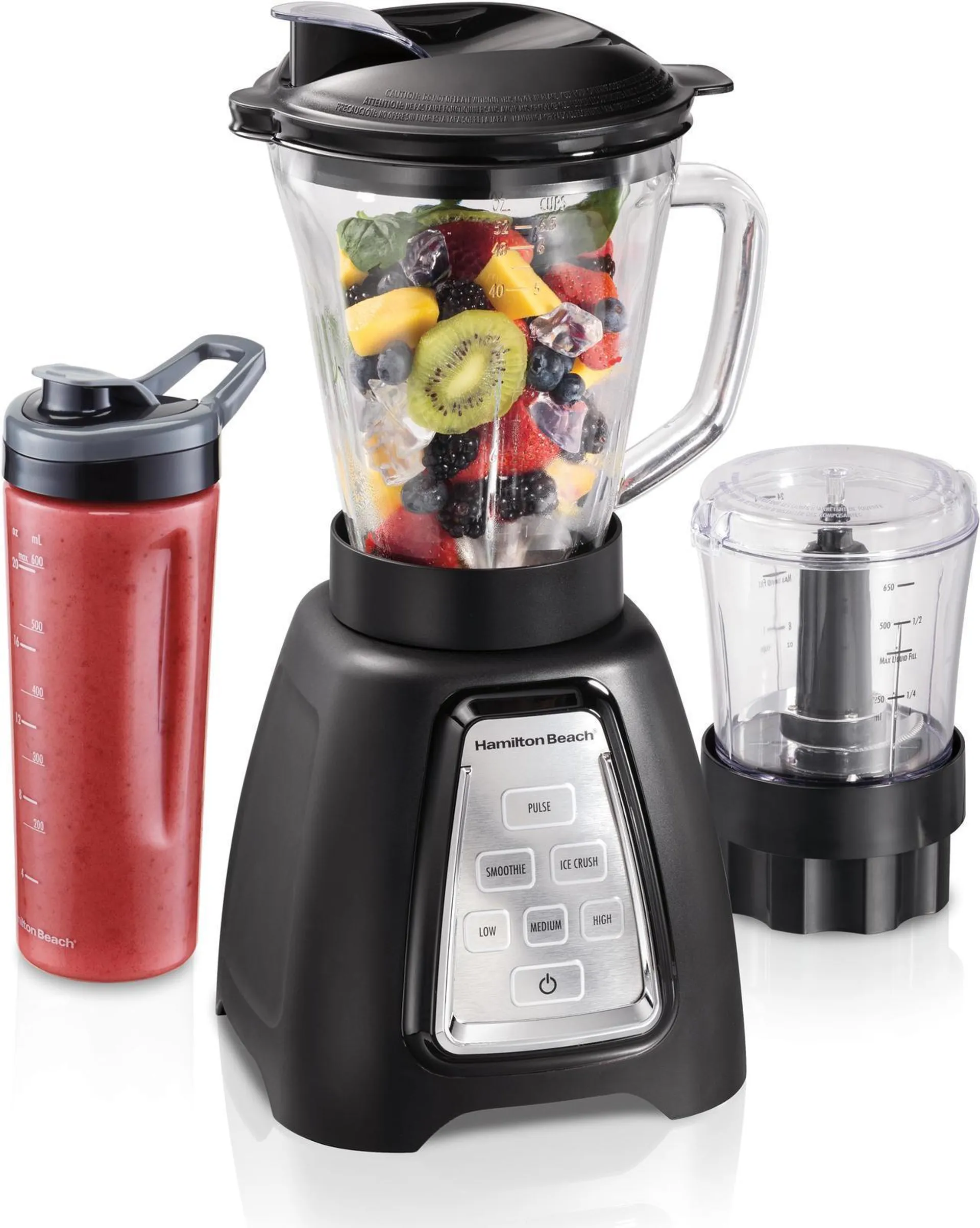 Hamilton Beach MultiBlend System with Glass Jar, Travel Jar and Food Chopper, 58242