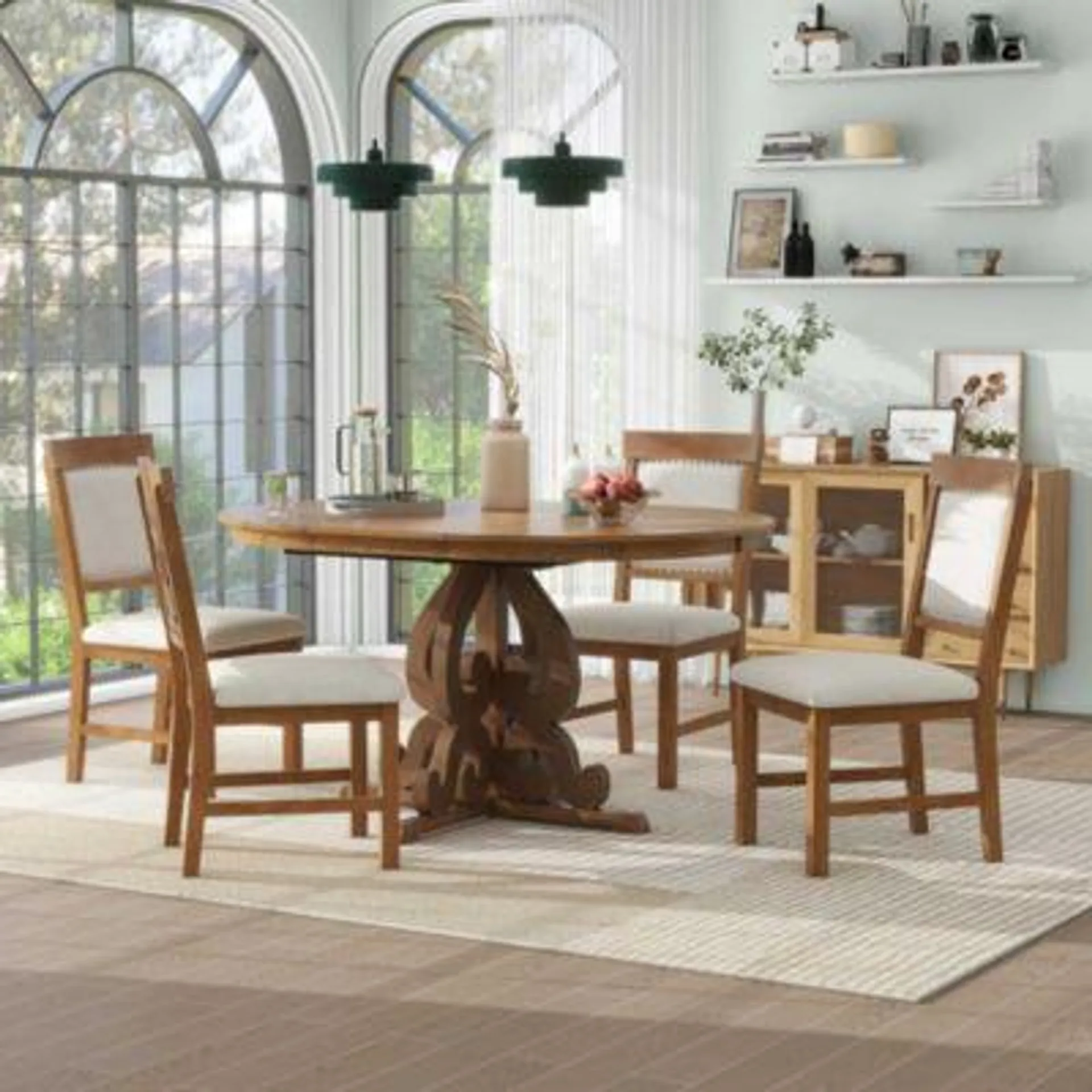 Streamdale Furniture Retro 5-Piece Dining Set with Extendable Table