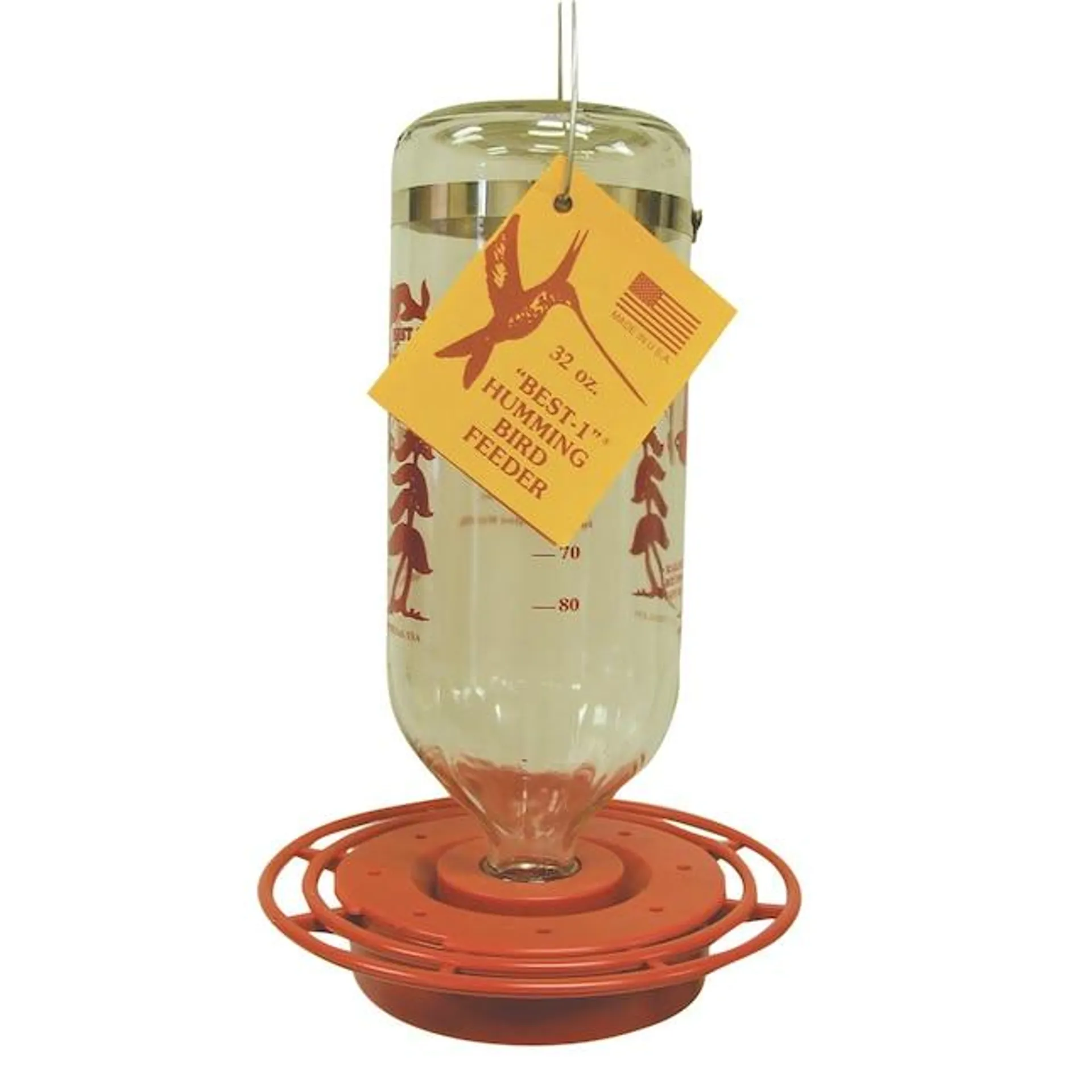 BIRDS CHOICE Best 1 Glass Hanging Nectar Hummingbird Feeder- 32-oz