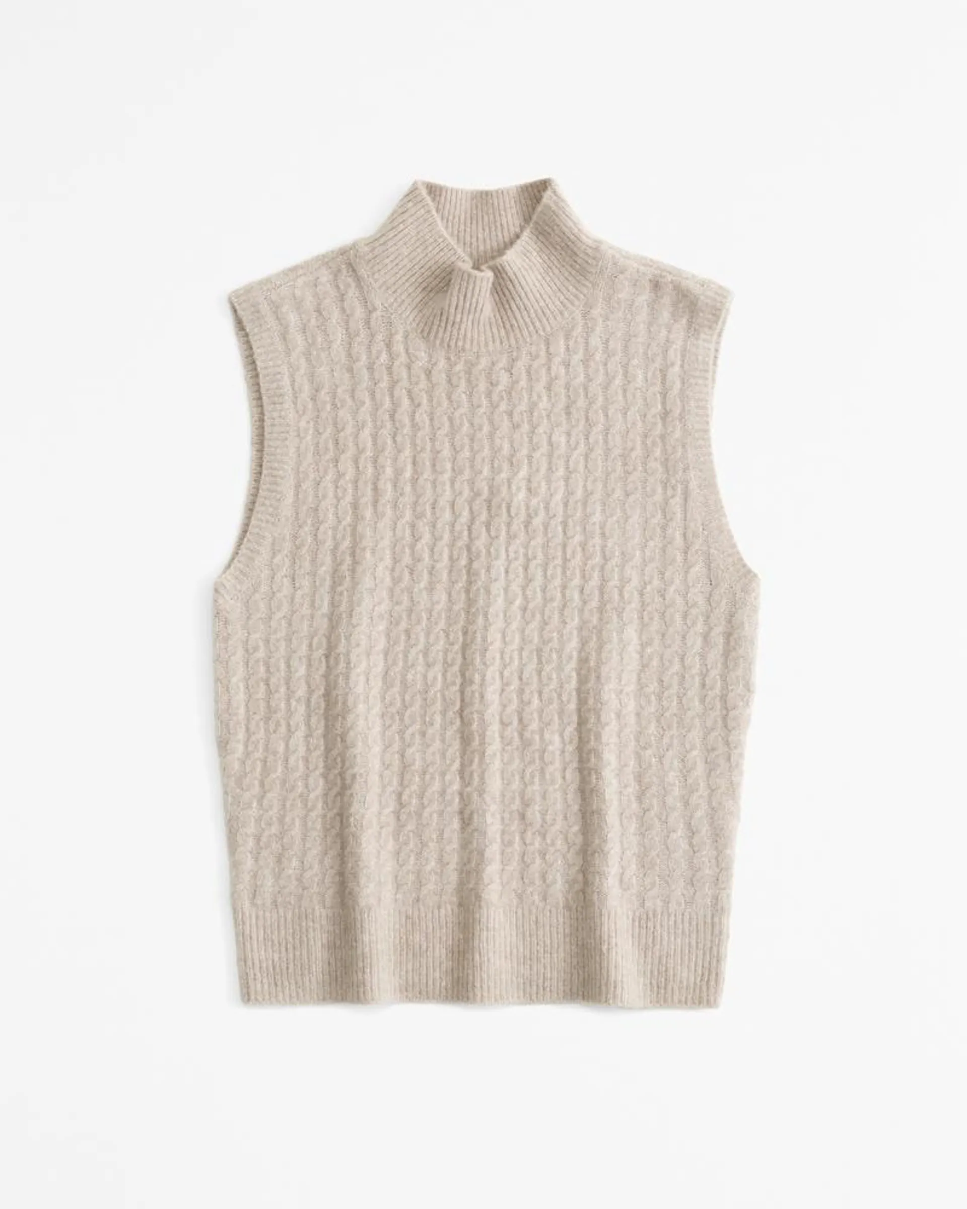 Sleeveless Cable Mockneck Top