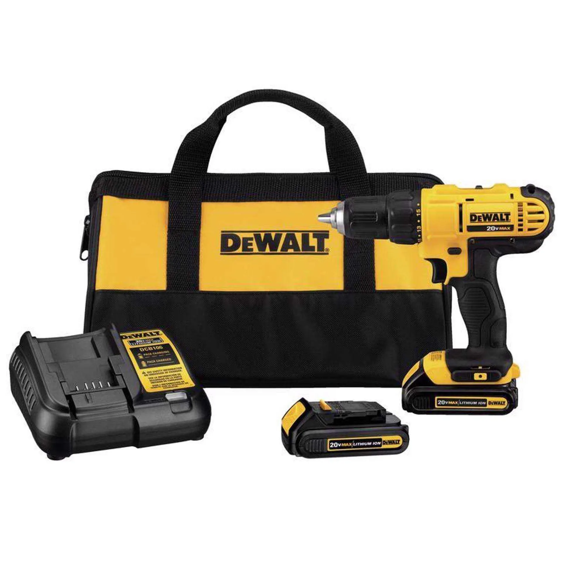 DEWALT 20V MAX 20 V 1/2 in. Brushed Cordless Compact Drill Kit (Battery & Charger)