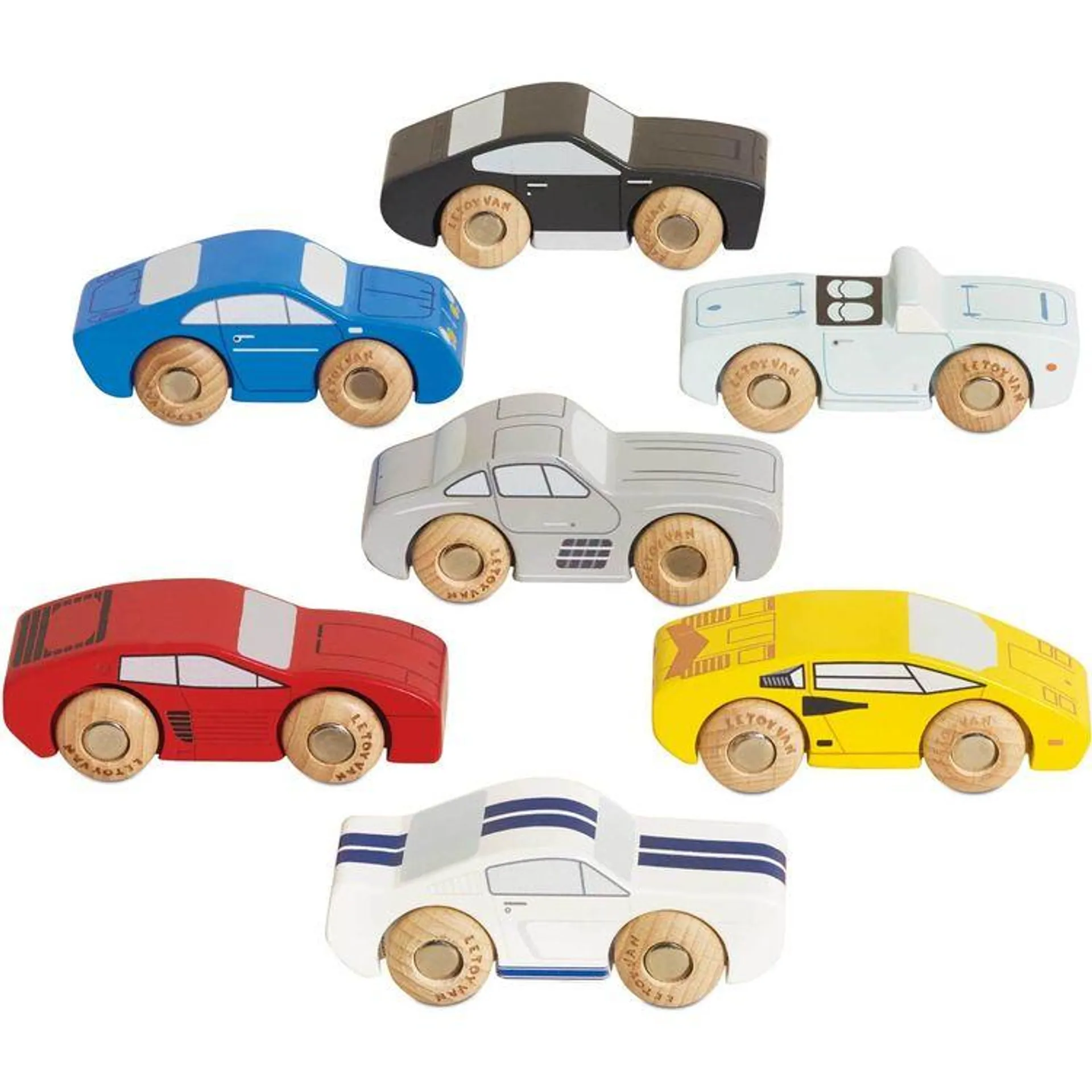 Classic Wooden Sports Cars - 7 Pieces