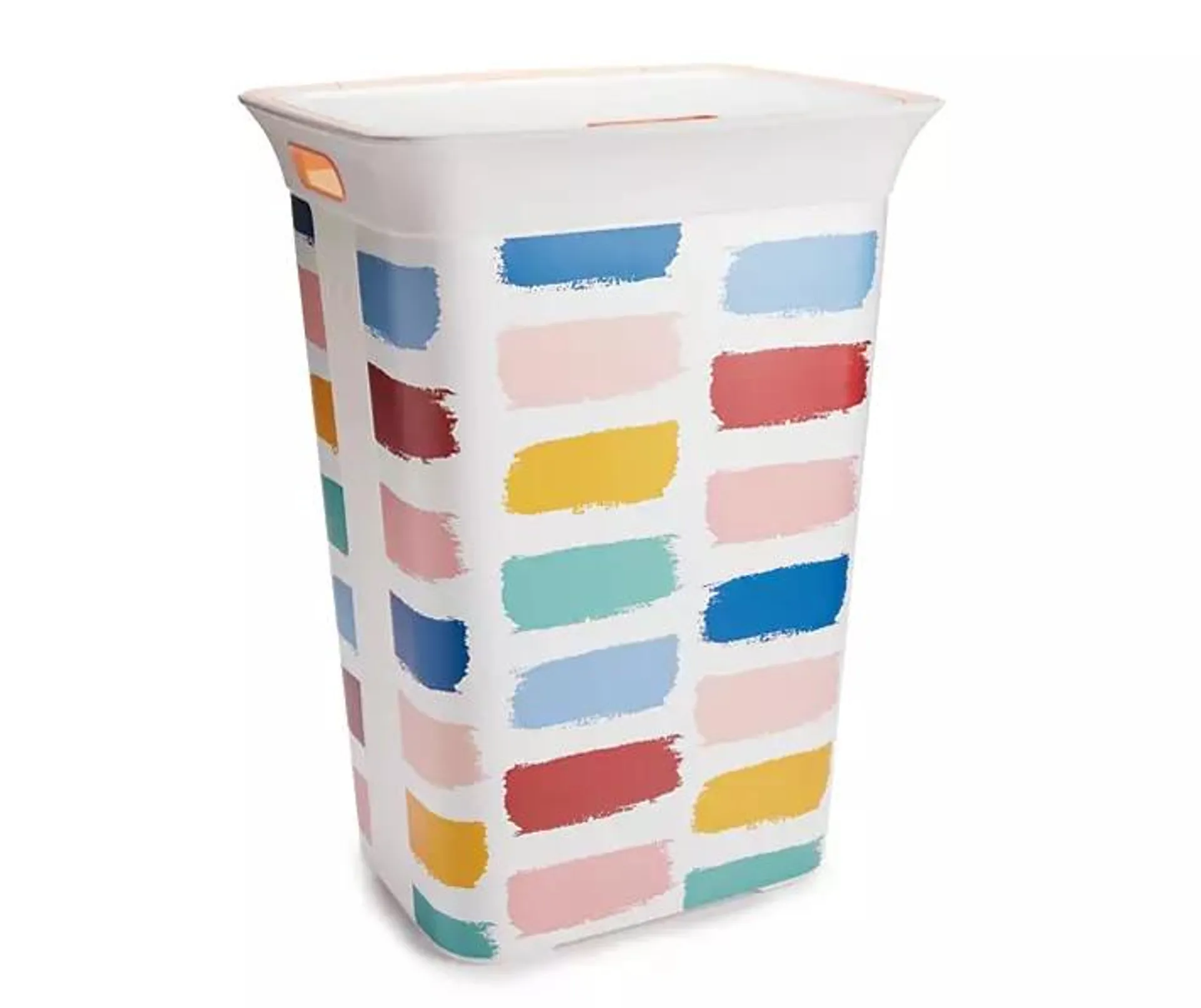 Keter White Multi-Color Paint Stroke Laundry Hamper With Lid, 63.4 Qt.