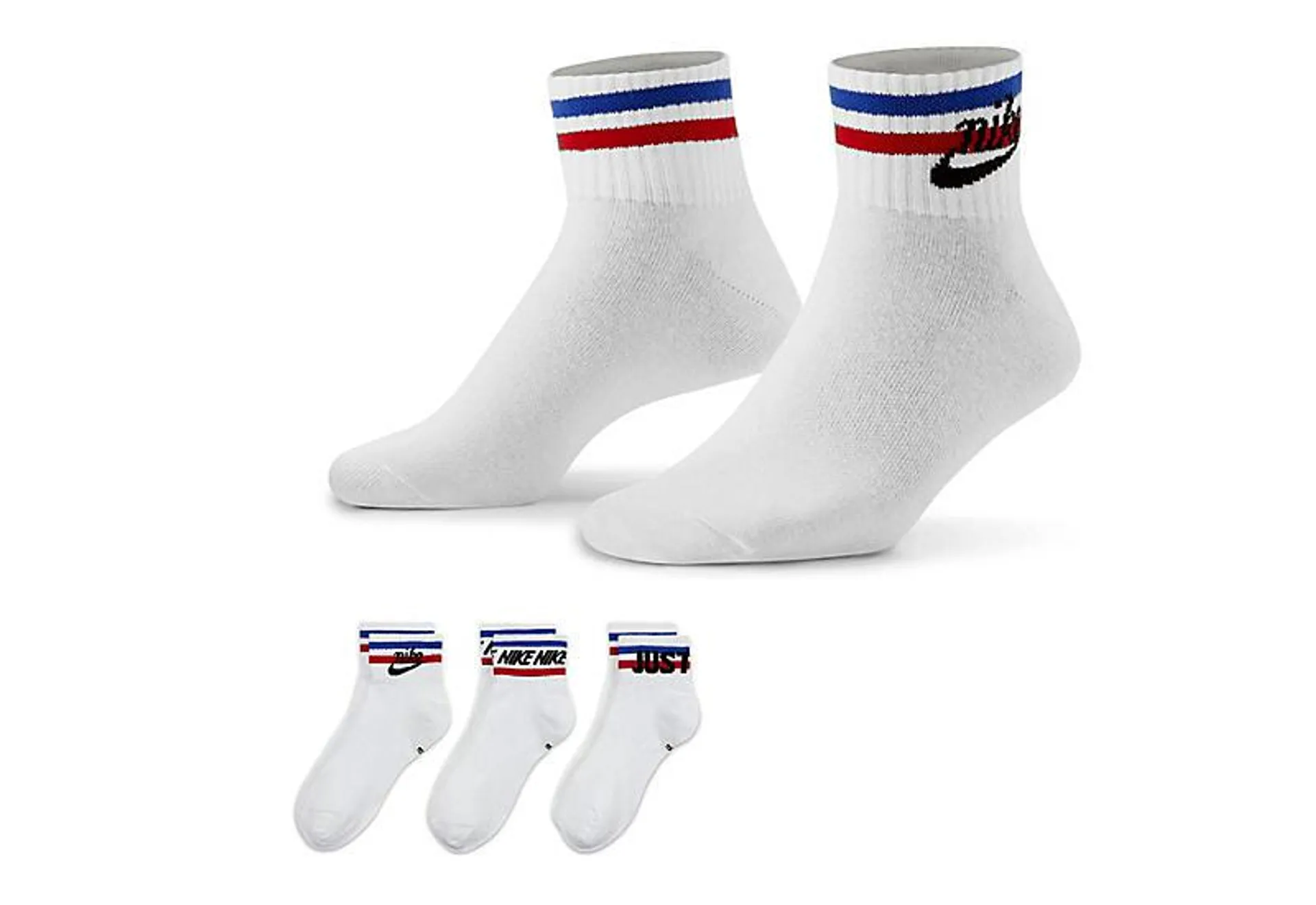 Nike Mens Graphic Quarter Socks 3 Pairs - White