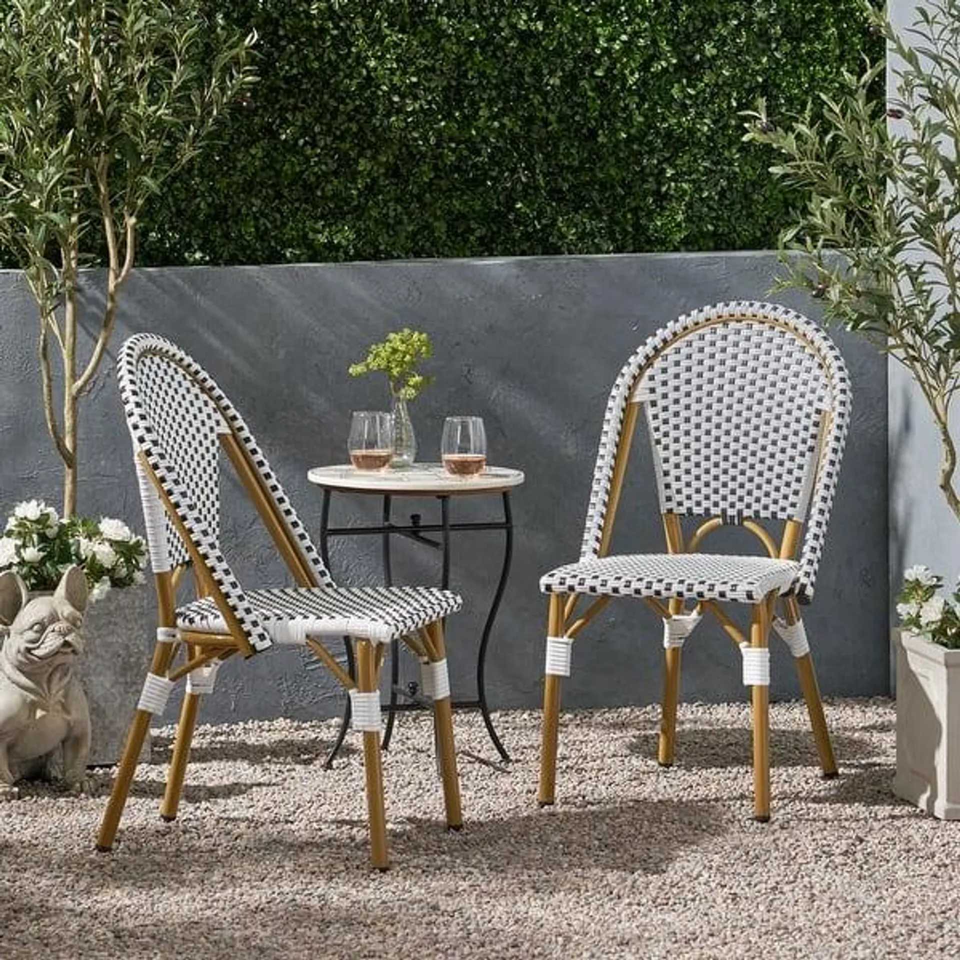 Elize Outdoor French Cafe Style Chairs (Set of 2) by Christopher Knight Home