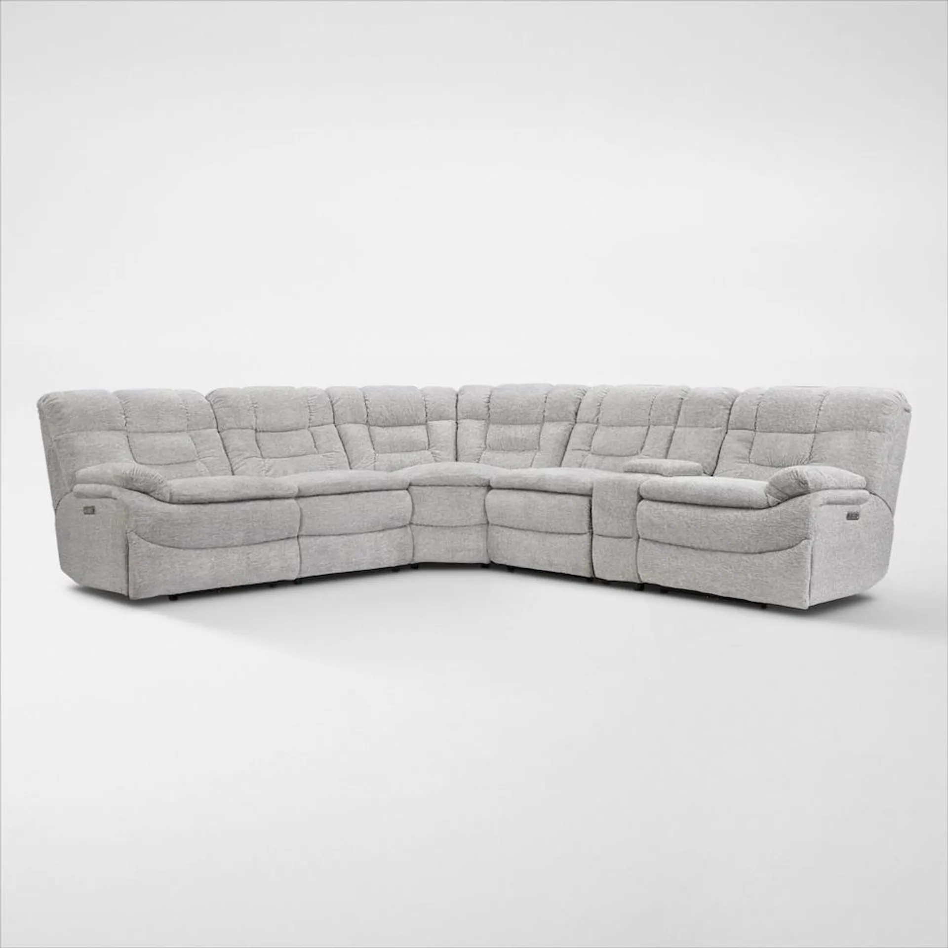 Big Softie 6-Piece Dual-Power Reclining Sectional with 3 Reclining Seats - Light Gray