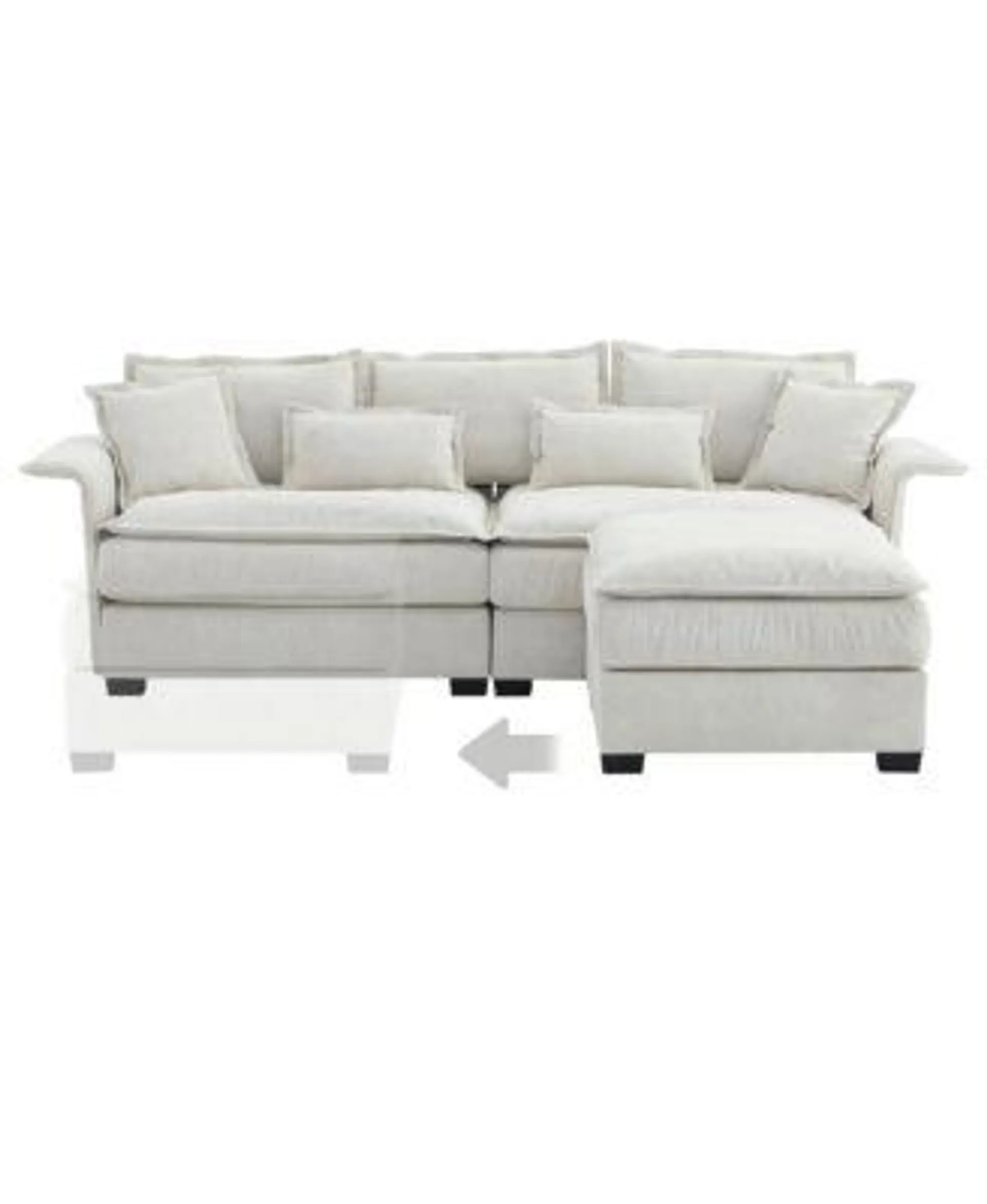 95x66"Oversized Luxury Sectional Sofa with Bentwood Armrests,4 seat Upholstered Indoor Furniture with Double Cushions,L Shape Couch with Ottoman