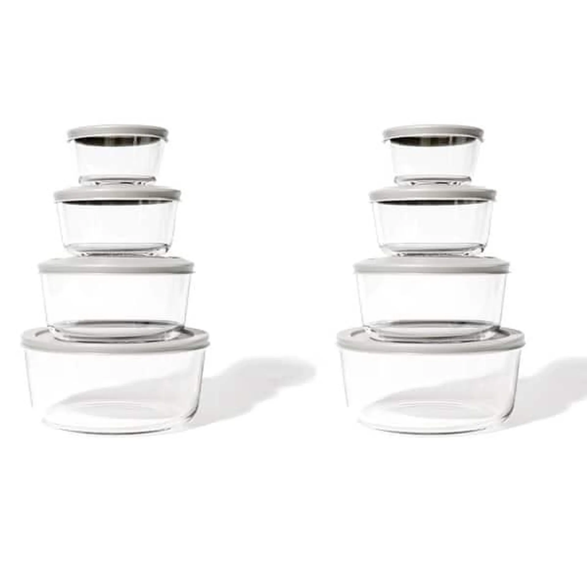 Glass Food Storage Set with Airtight Lids - Round Nesting, Space-Saving, BPA-Free, Microwave, Oven & Dishwasher Safe