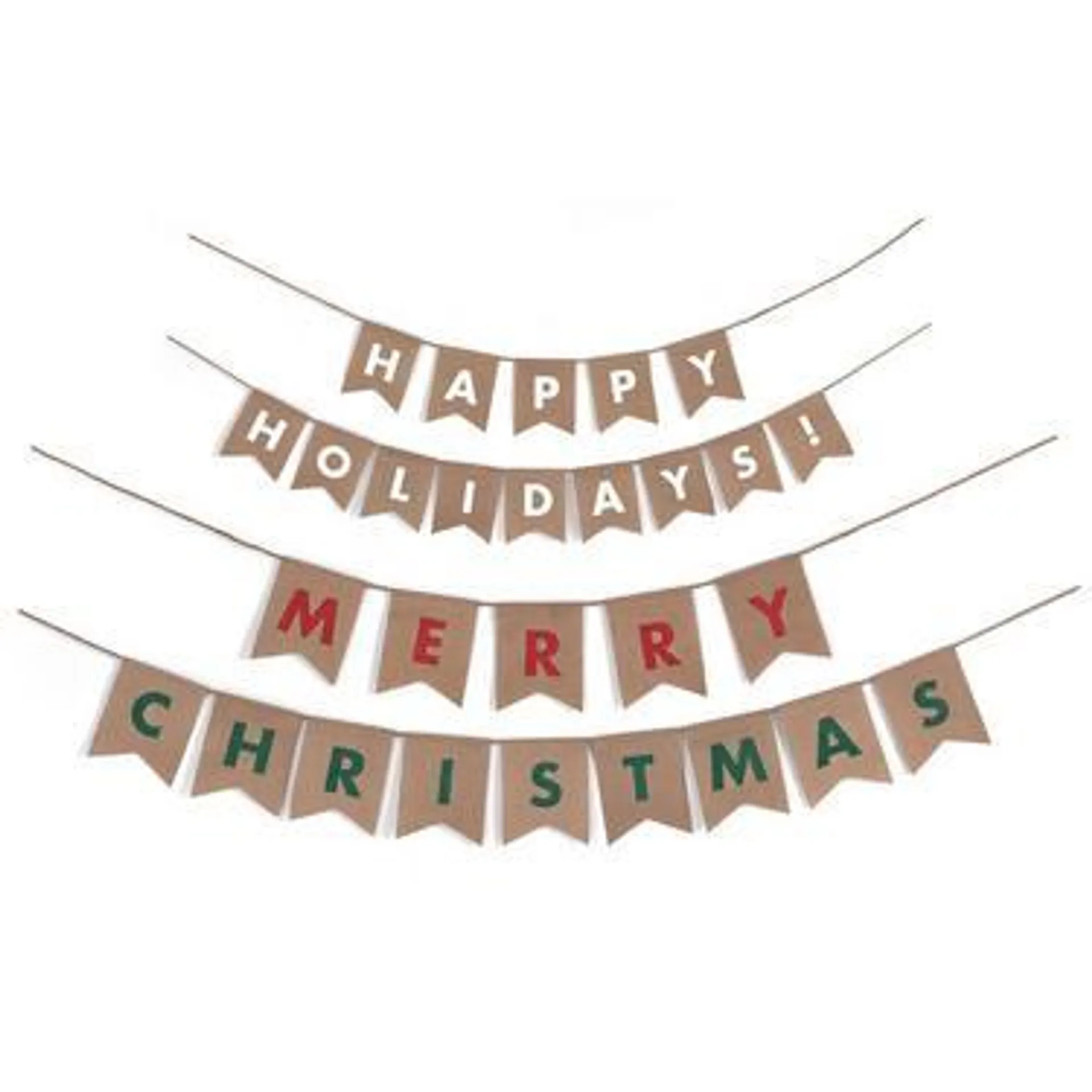 Reversible Merry Christmas & Happy Holidays Burlap Banner Set, 8ft, 2pc