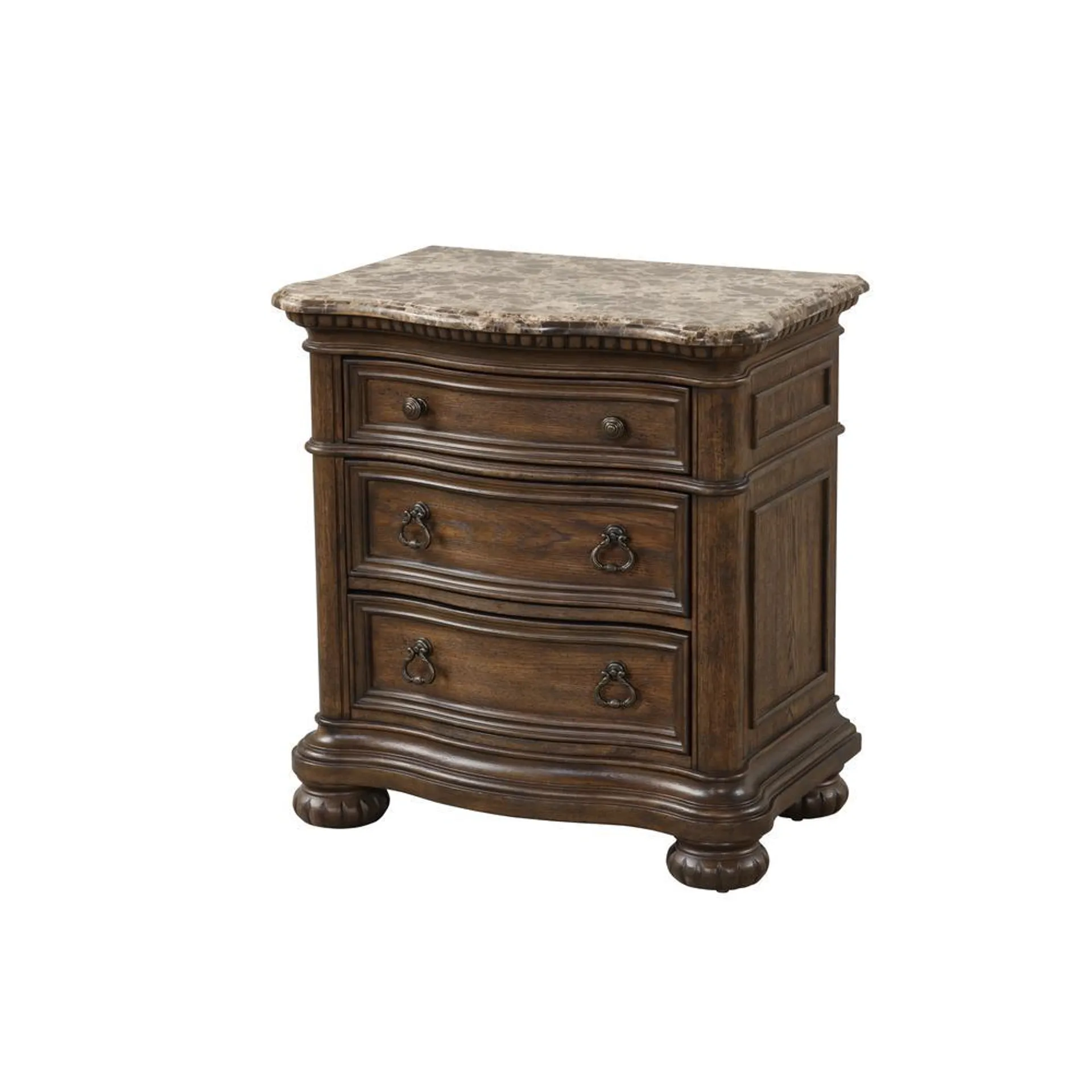 Bernards Tuscany 3 Drawer Nightstand Marble Top W Usb