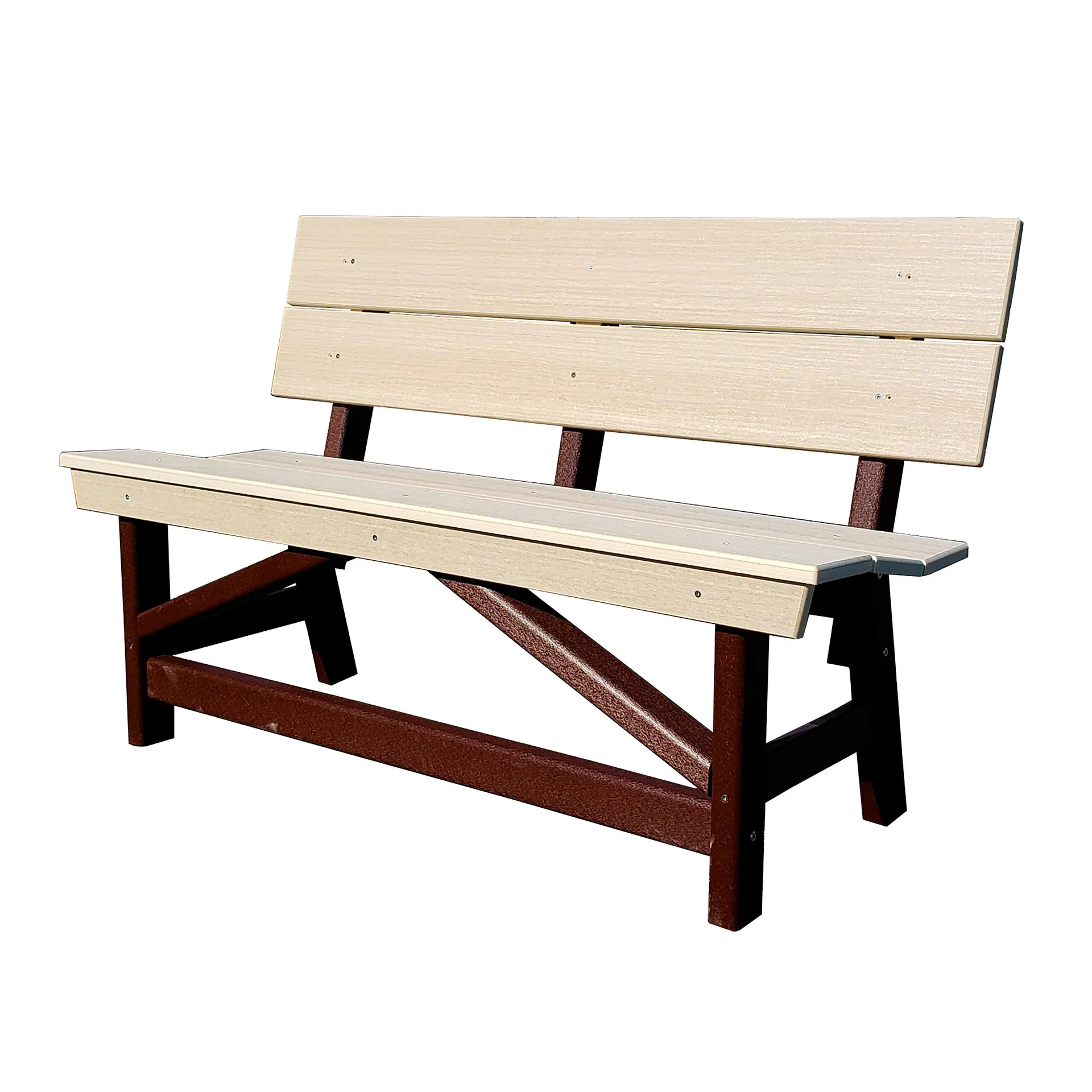 Poly Lumber Birch & Brown Garden Bench - Birchwood