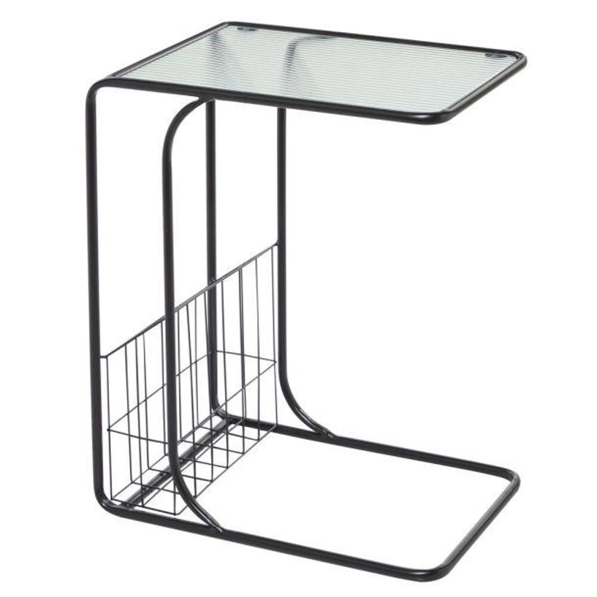 24" C Shaped Accent Table with Magazine Rack by UMA Enterprises - Black