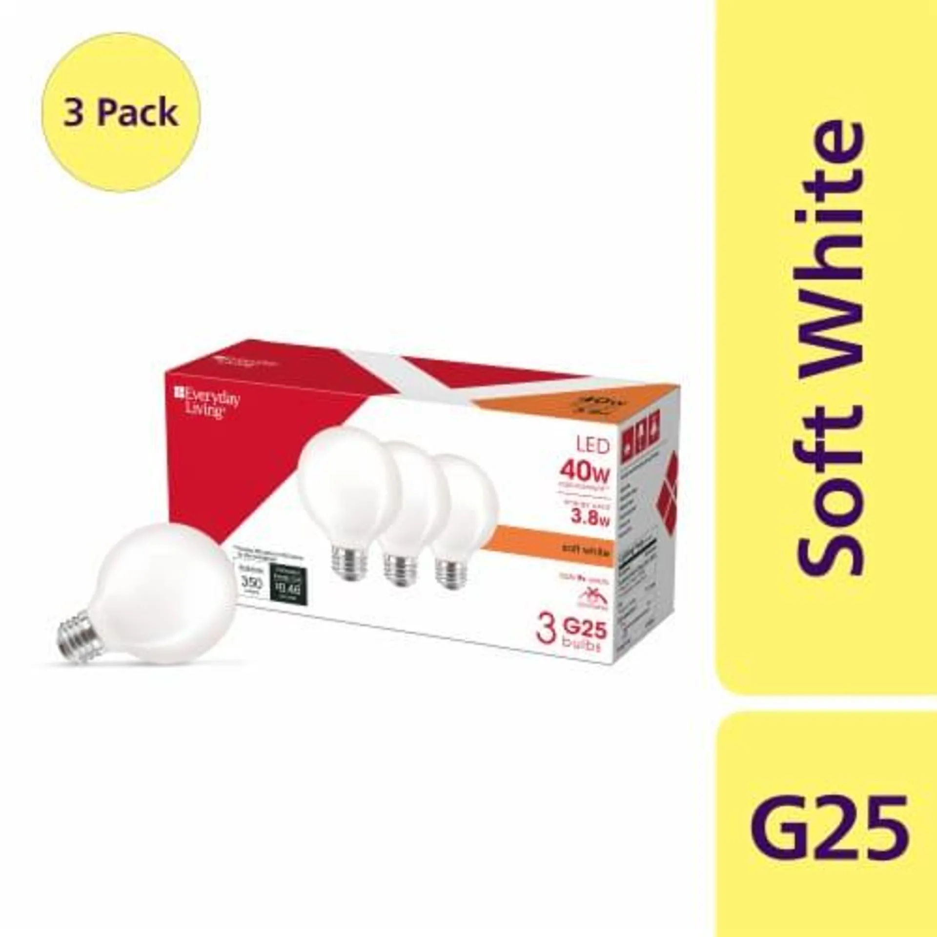 Everyday Living® 3.8-Watt (40-Watt) G25 Globe LED Light Bulb - Soft White (2700K)