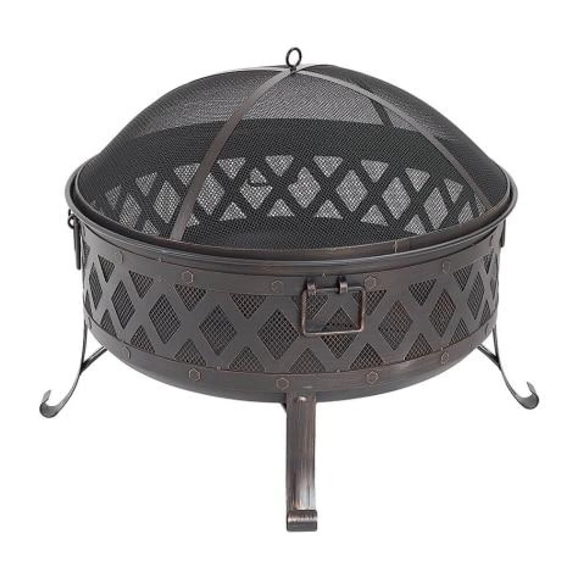 29" Deep Round Fire Pit with Dome Shaped Screen Protector