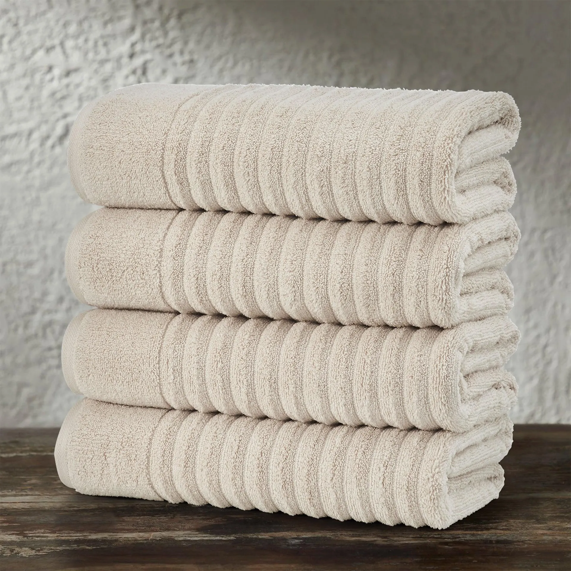 Zero Twist Cotton Textured 4 Pack Bath Towels