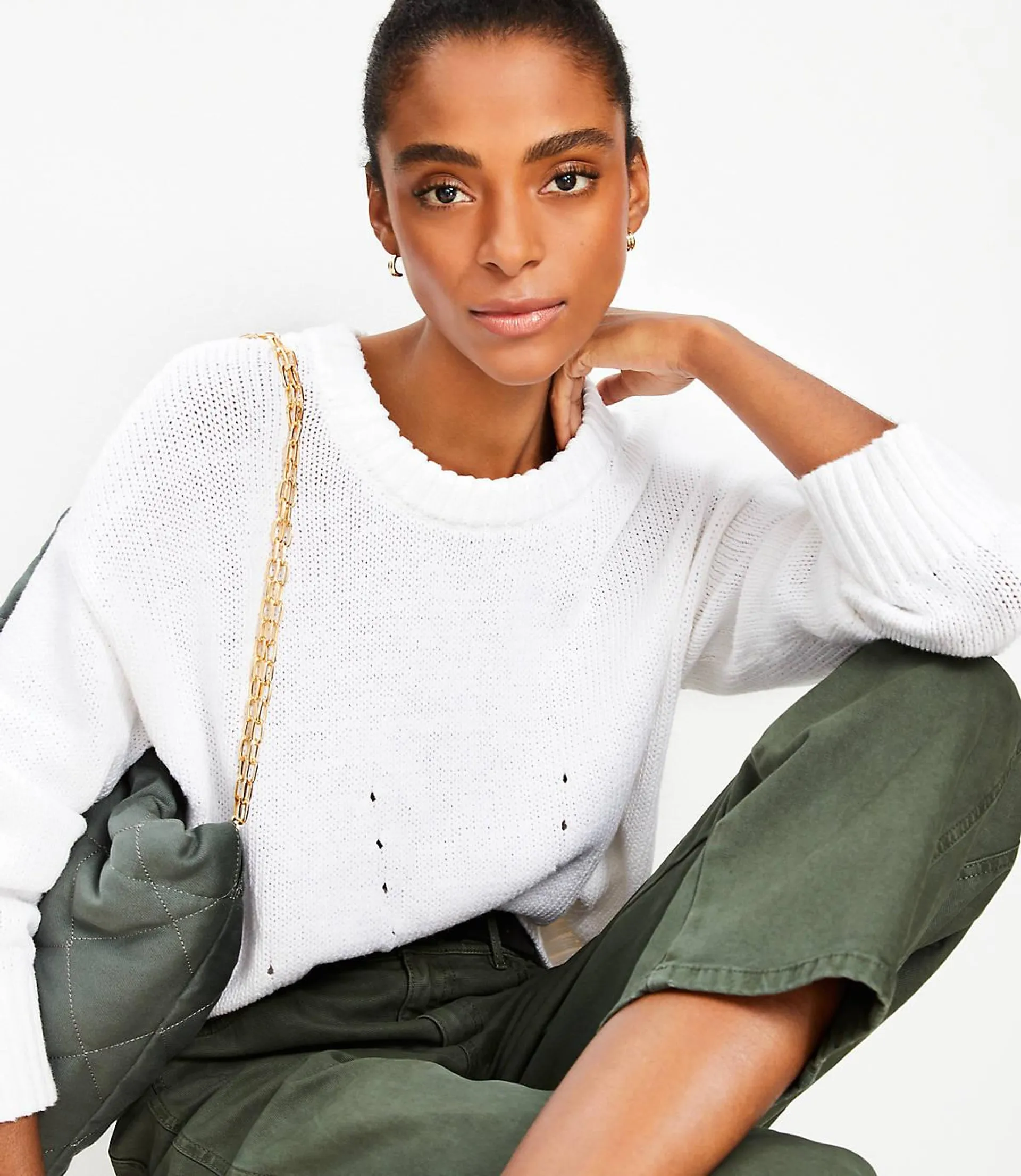 Pointelle Trim Sweater