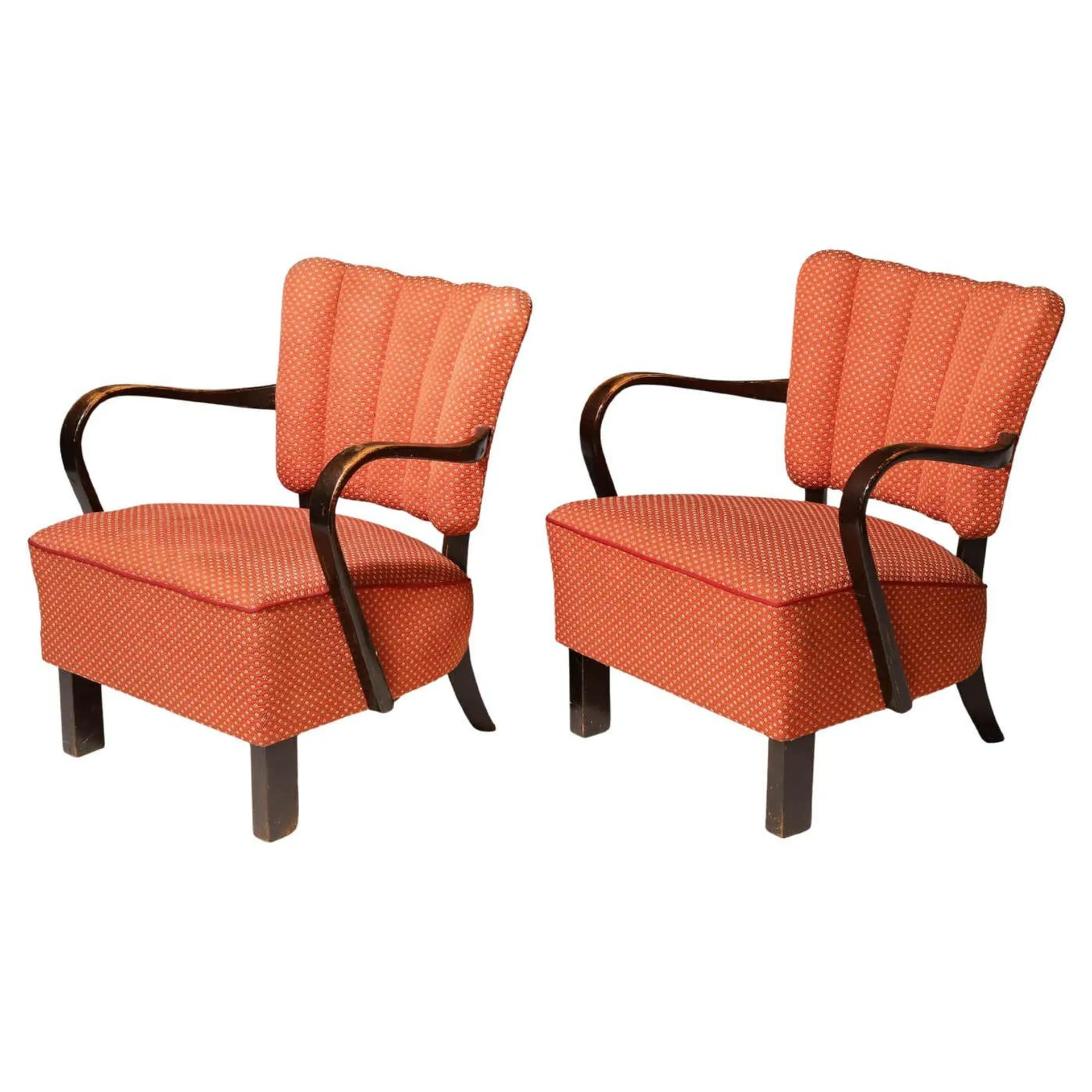 Pair of cocktail armchairs H-237 by Jindřich Halabala, Czechoslovakia, 1950s