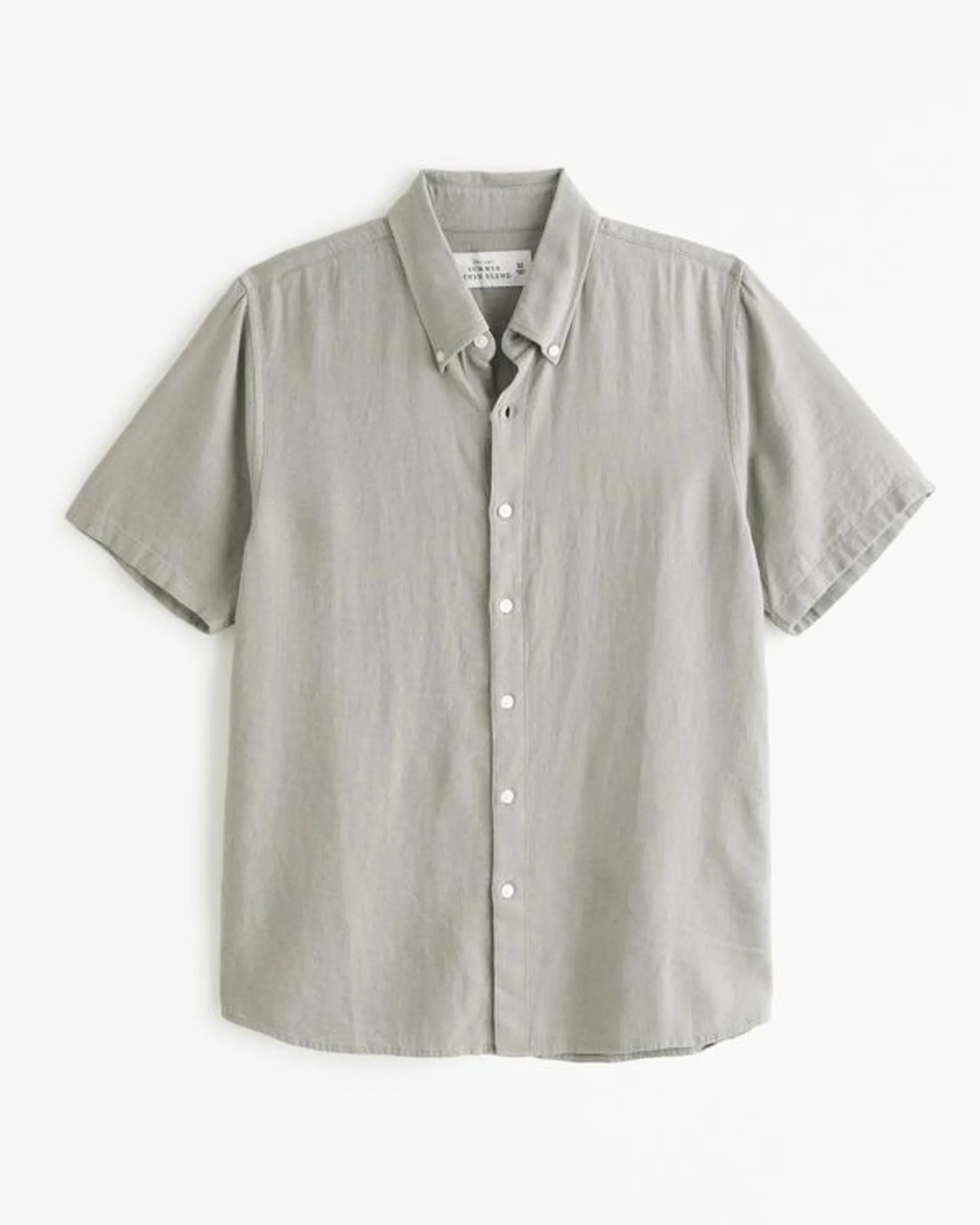 Short-Sleeve Summer Linen-Blend Button-Up Shirt