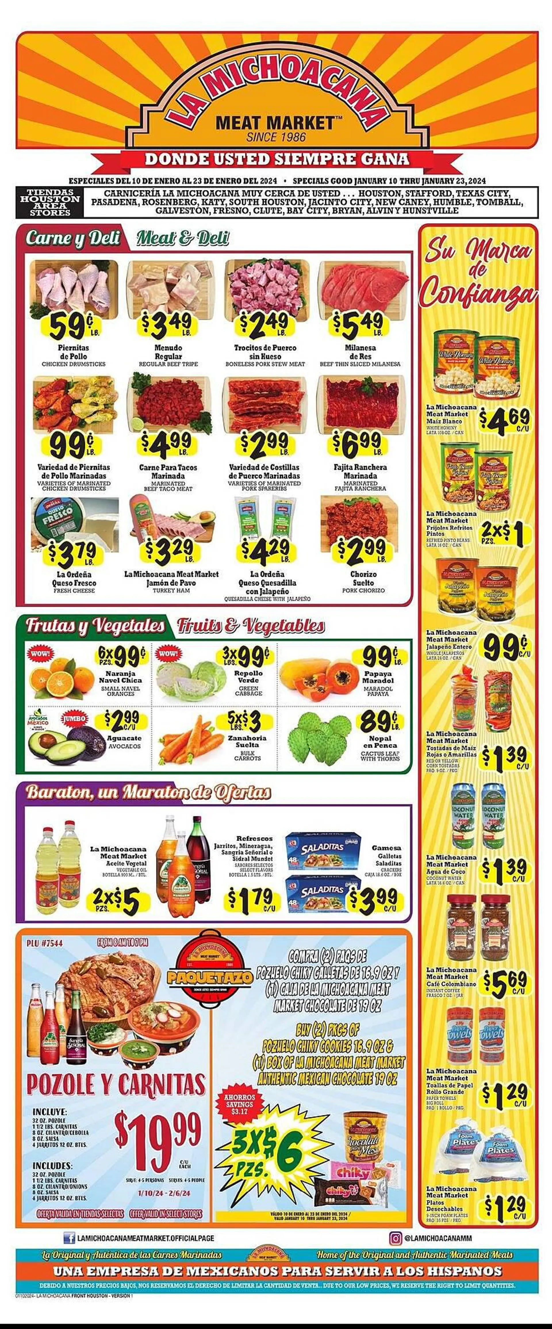 Weekly ad La Michoacana Weekly Ad from January 10 to January 23 2024 - Page 
