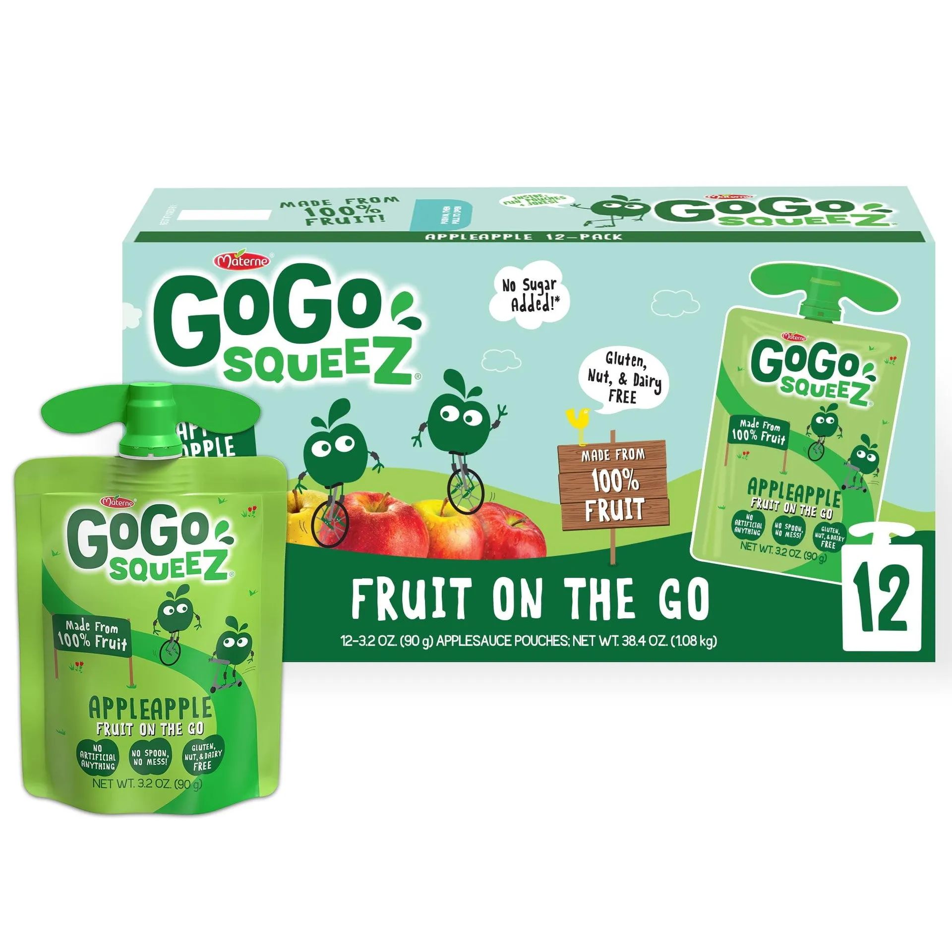 GoGo squeeZ Applesauce On The Go, 3.2 oz, 12 ct