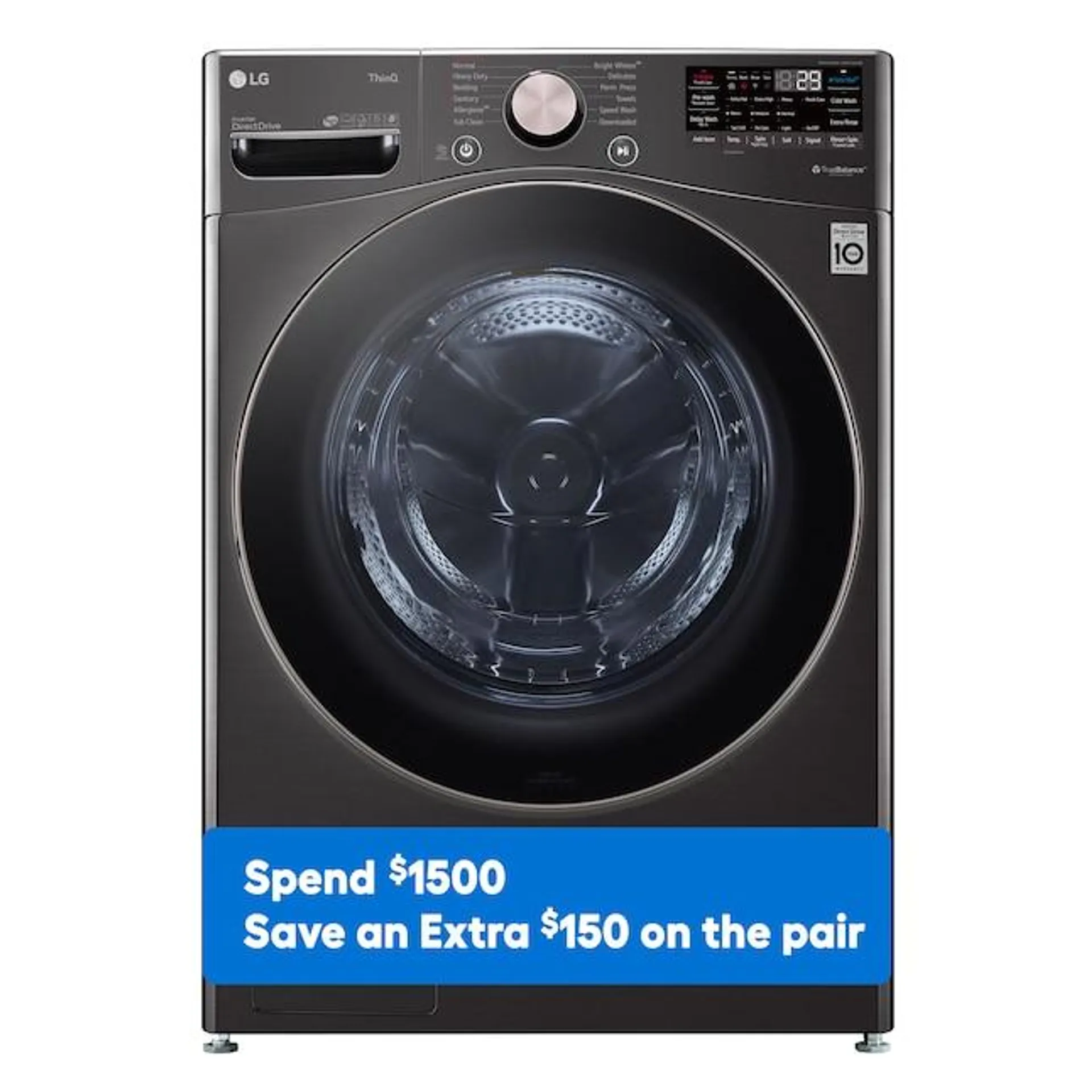 LG TurboWash 360 4.5-cu ft High Efficiency Stackable Steam Cycle Smart Front-Load Washer (Black Steel) ENERGY STAR