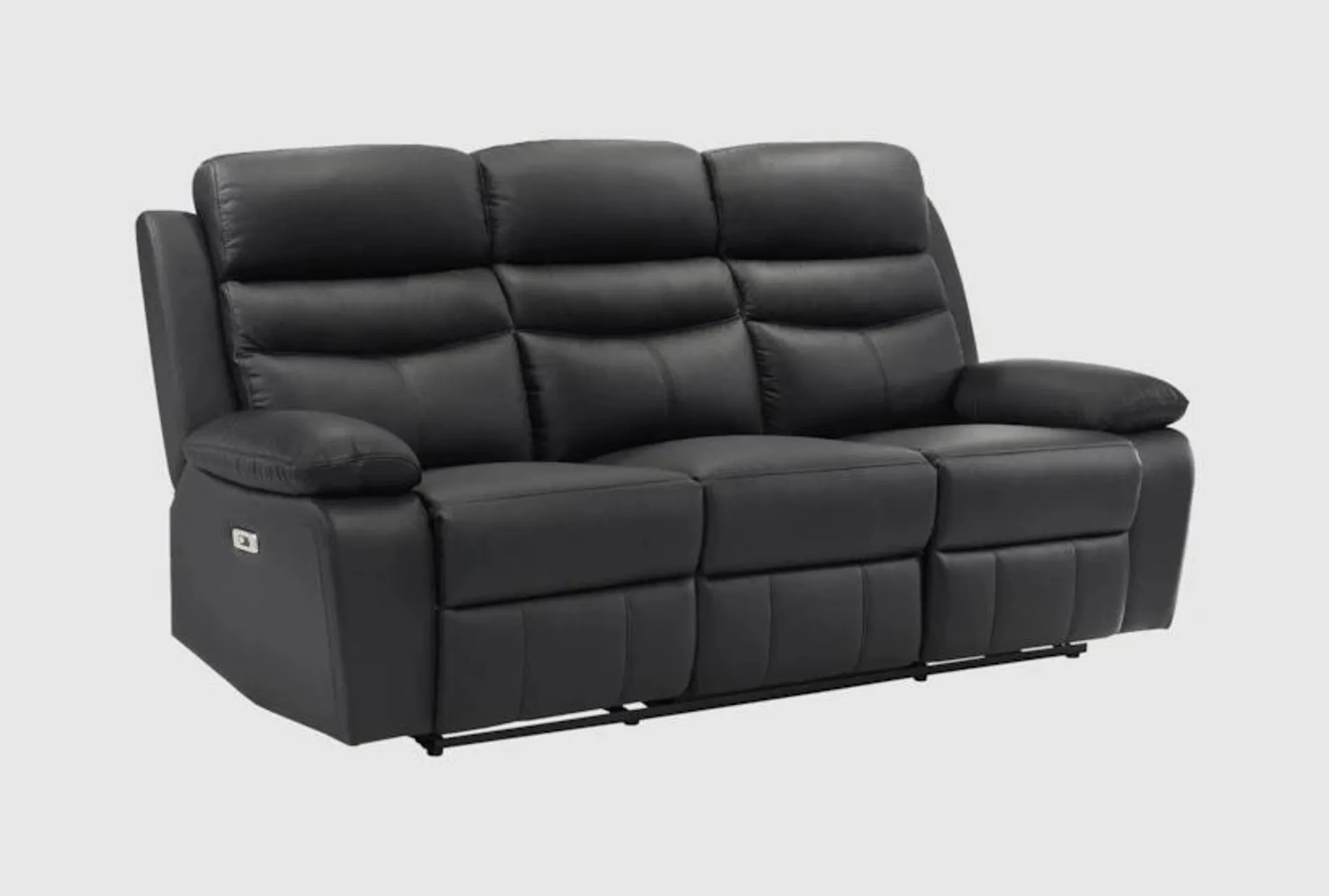 Marigold Black Leather 86" Power Reclining Sofa With USB