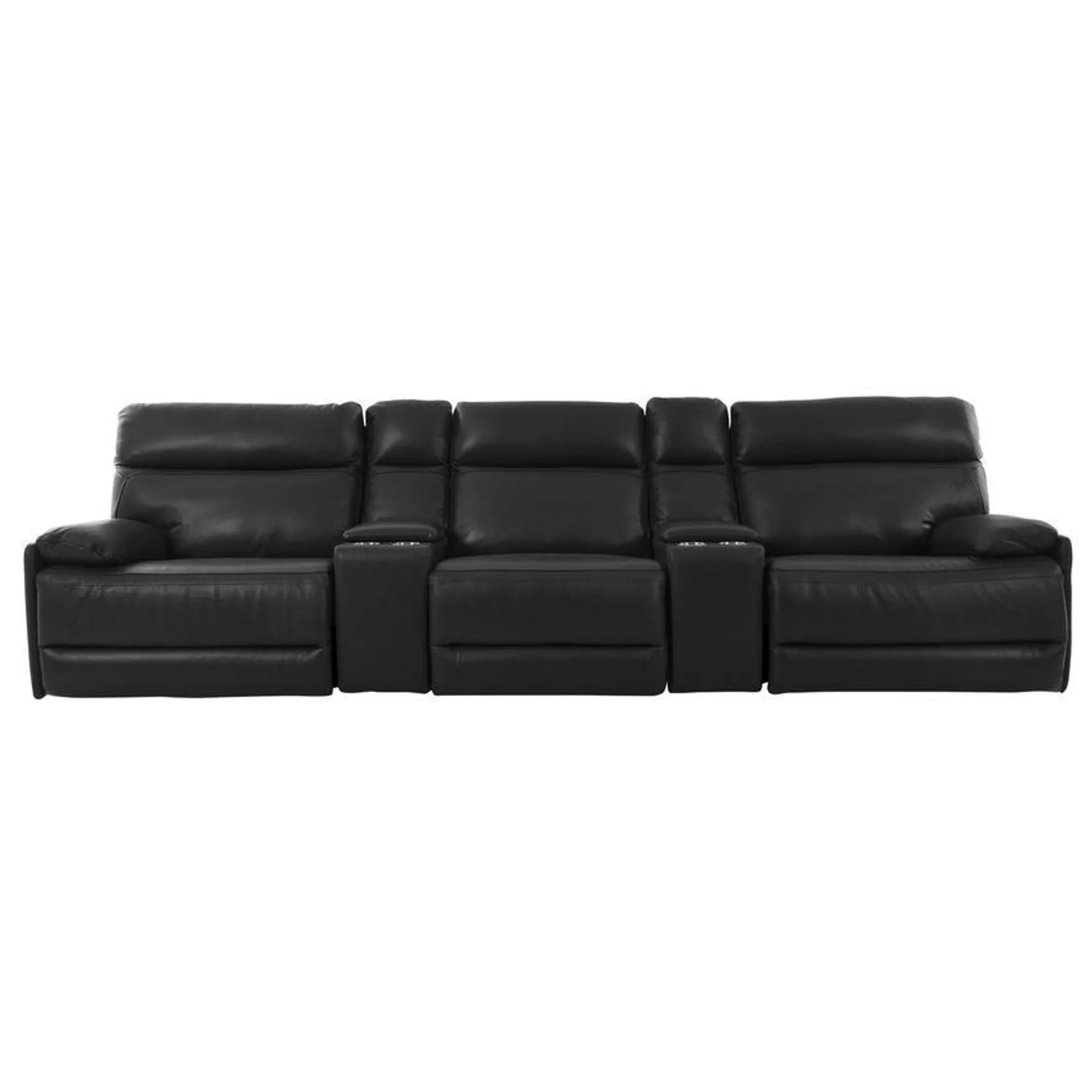 Benz Dark Gray Home Theater Leather Seating with 5PCS/3PWR