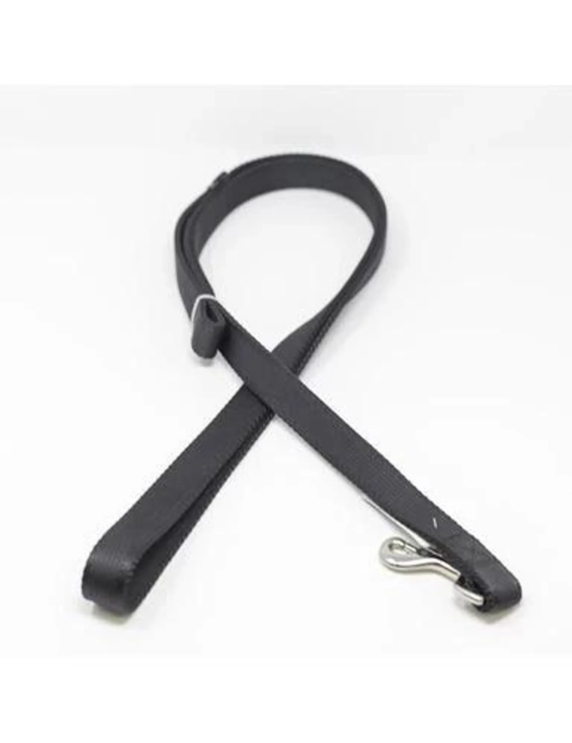 PS+ Dog Leash, Double-Ply, Metal Buckle, Black, 1 Inch x 6 Foot